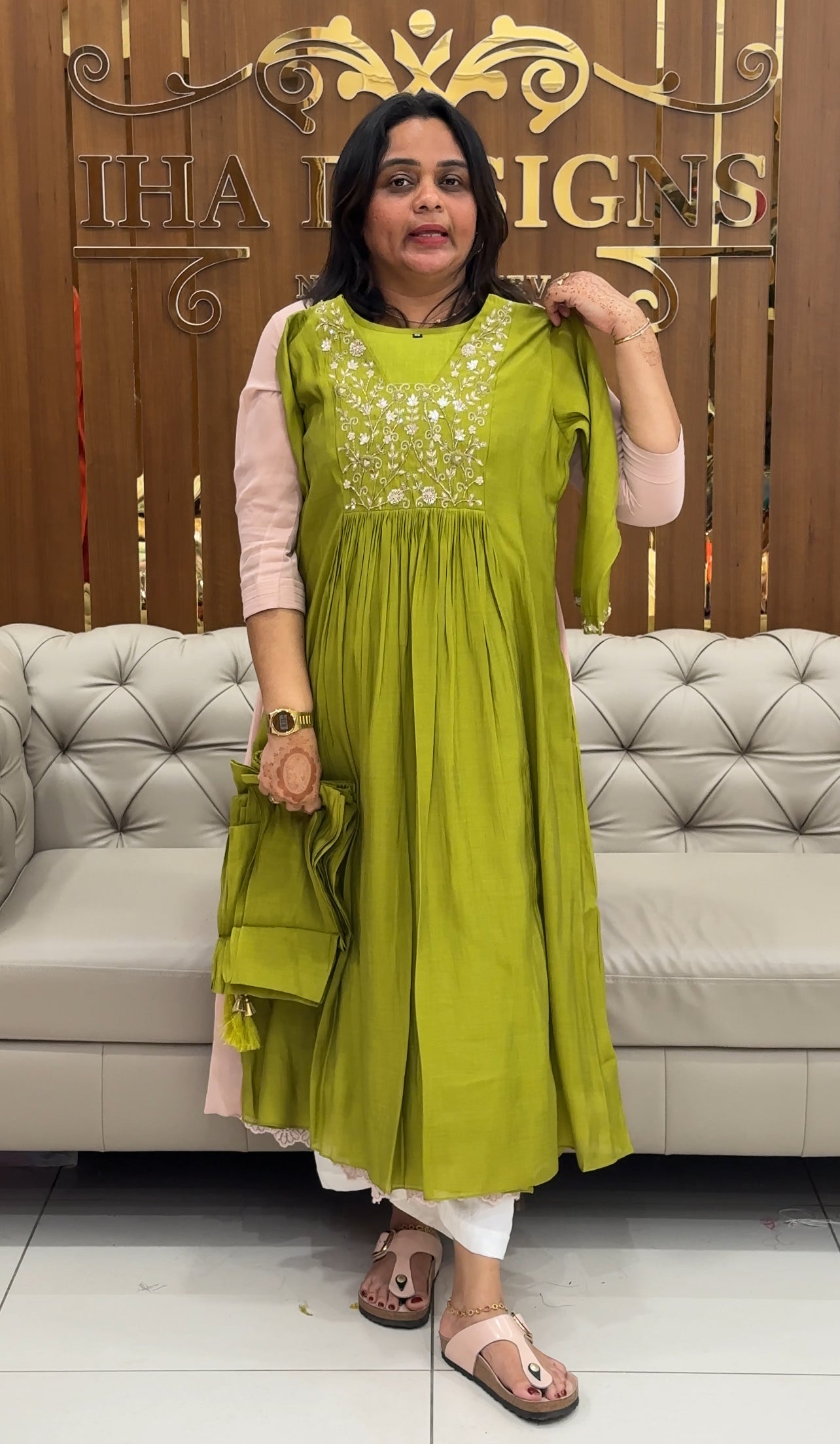 MUL CHANDERI TOP, BOTTOM AND DUPATTA - IHA 27478