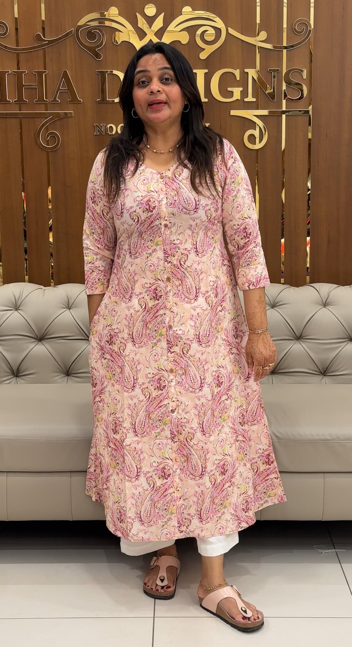 IHA'S IN-HOUSE PRINTED ALINE TOPS - IHA 27446