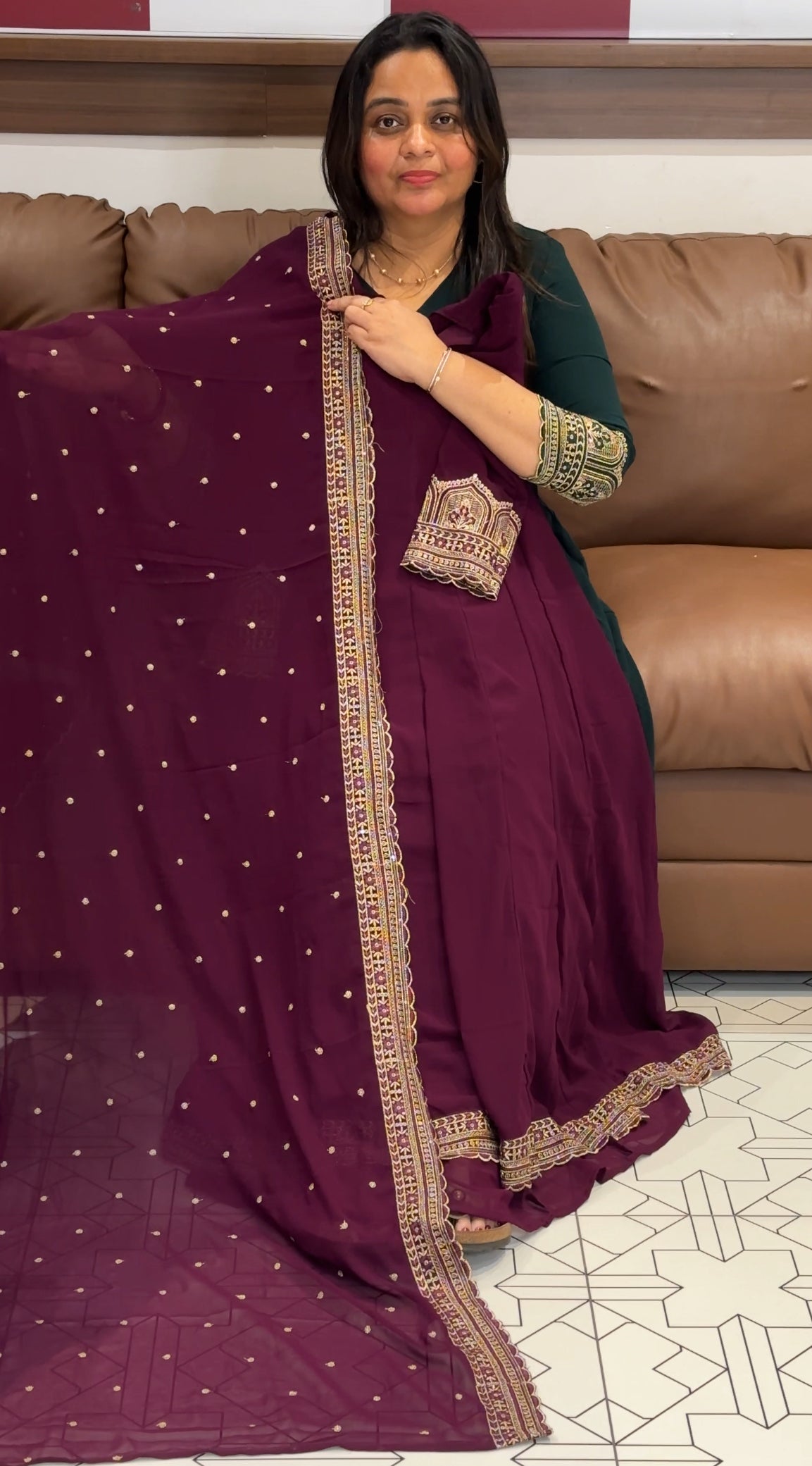 ANARKALI TOP, BOTTOM AND DUPATTA - IHA 27358