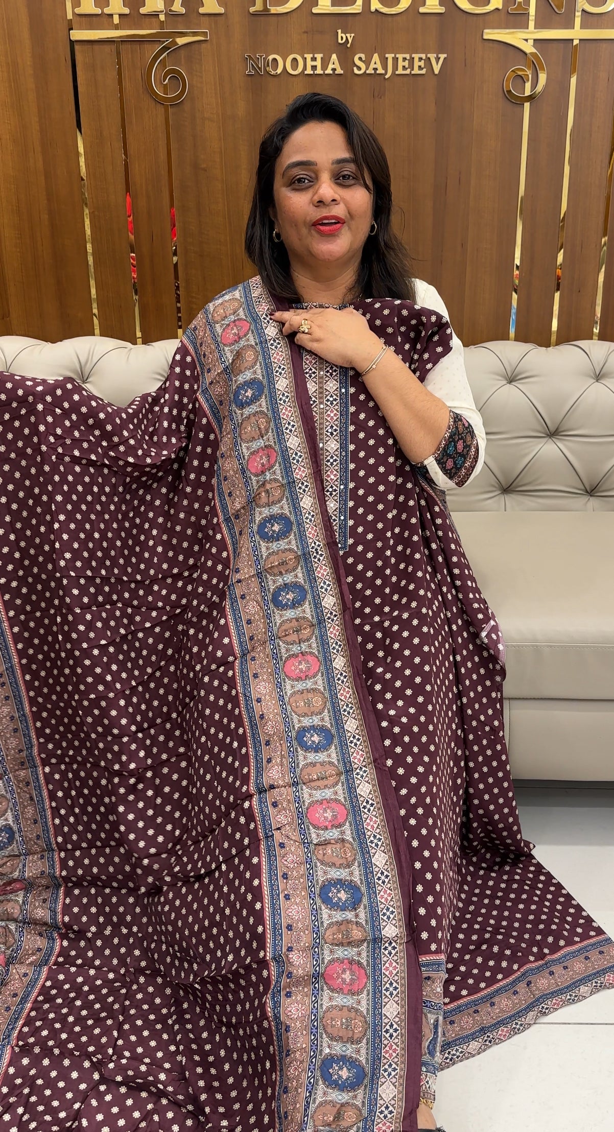 PRINTED CRAPE SILK UNSTITCHED SALWAR SUITS - IHA 25547