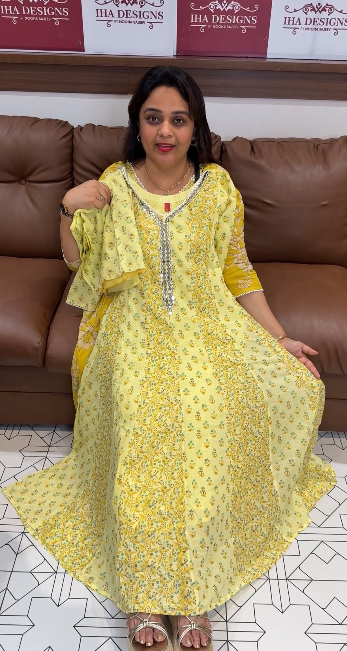 MULMUL COTTON ANARKALI TOP,BOTTOM AND DUPATTA - IHA 24270