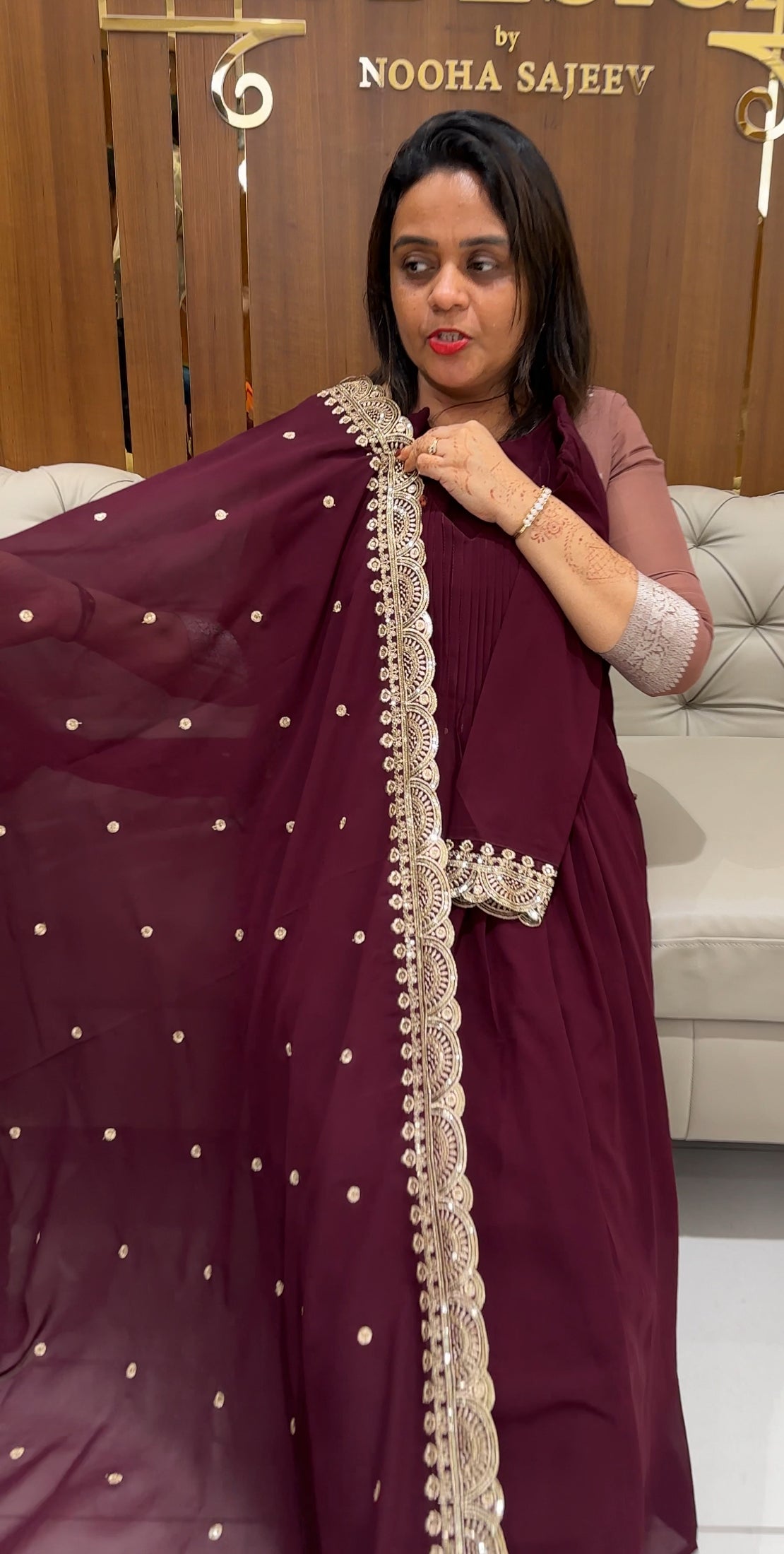 FAUX GEORGETTE ALINE TOP , BOTTOM AND DUPATTA - IHA 23905