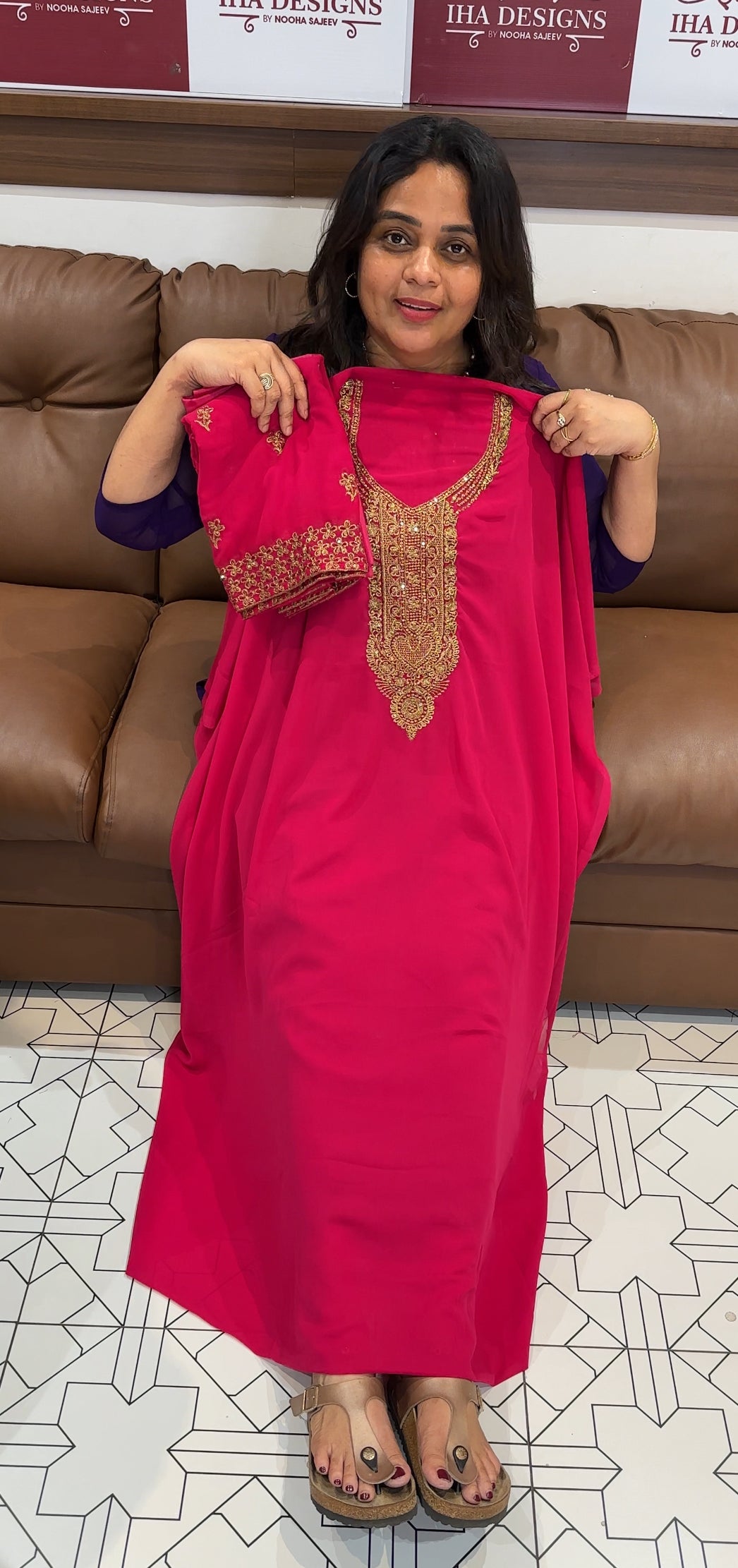 HAND WORKED UNSTITCHED SALWAR SUITS - IHA 26179