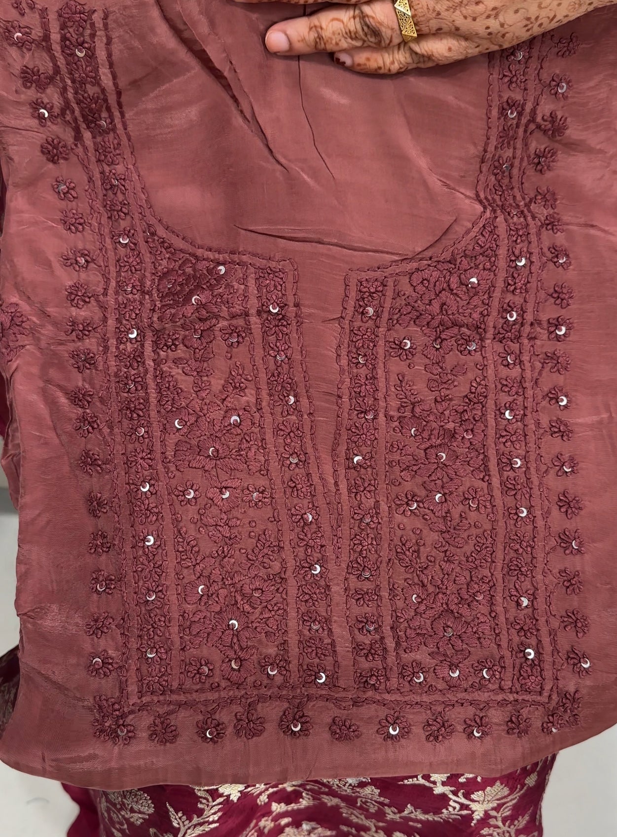 LUCKNOWI CHIKANKARI UNSTITCHED SALWAR SUITS - IHA 27497
