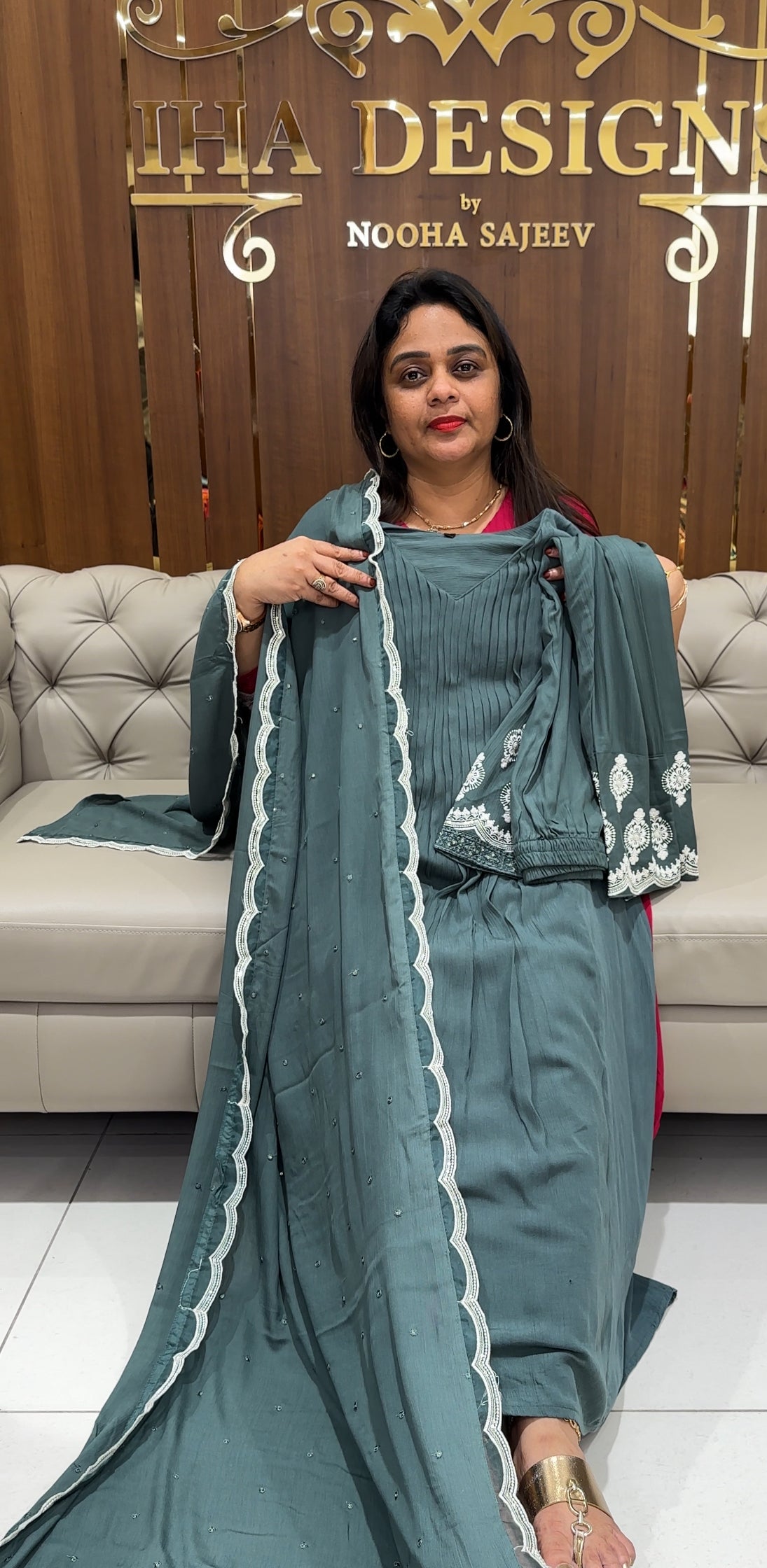 WRINKLE RAYON TOP ,BOTTOM AND DUPATTA - IHA 25765