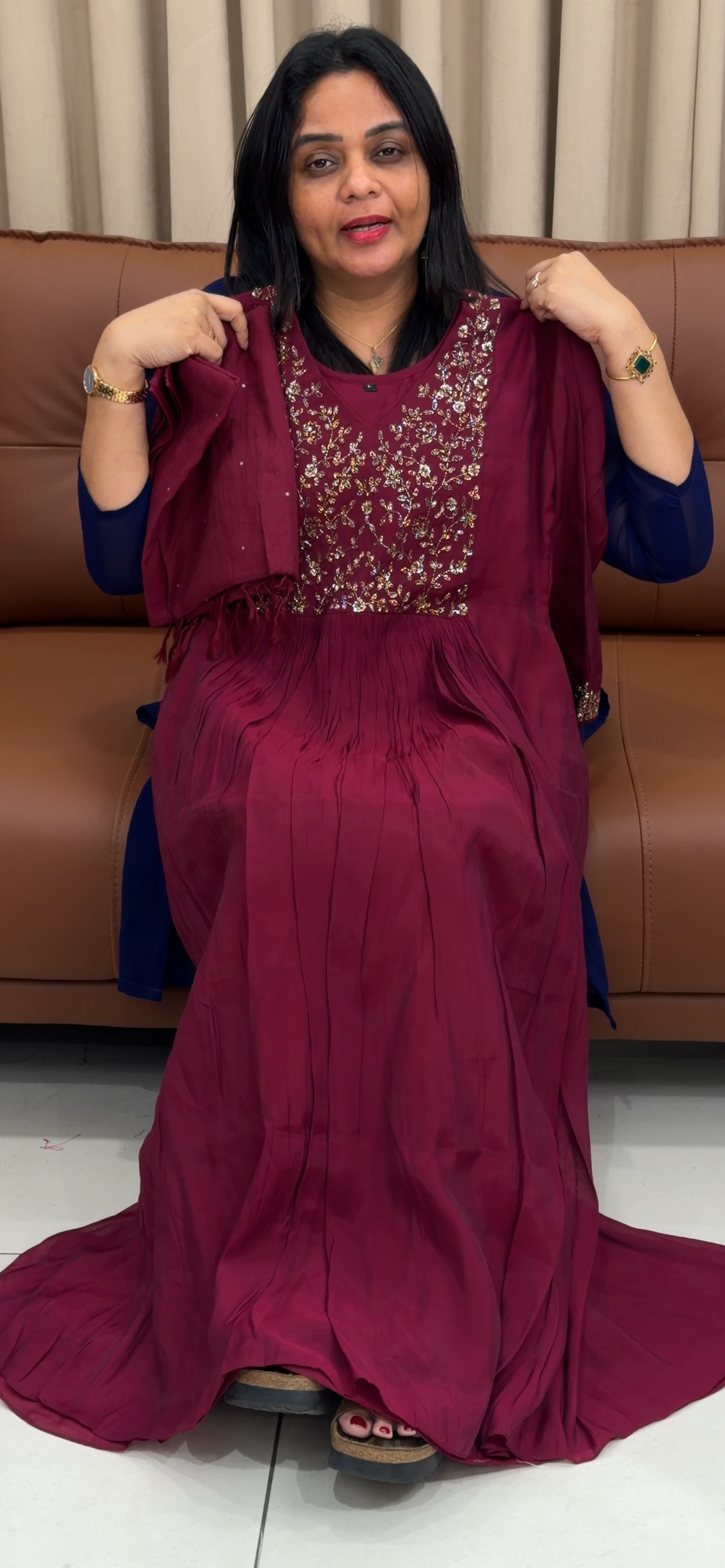 MUL CHANDERI ALINE TOP, BOTTOM AND DUPATTA - IHA 33645