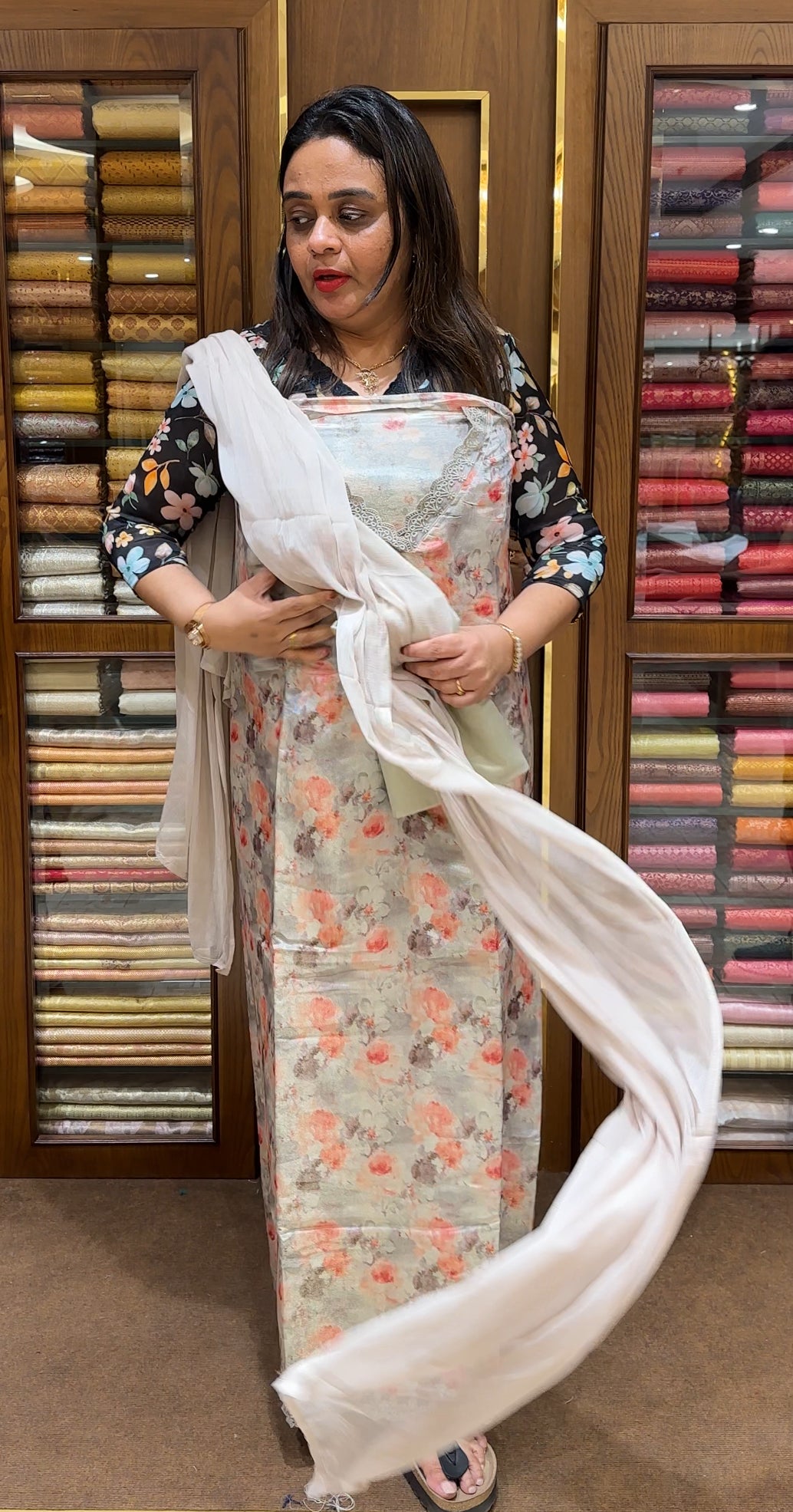 PRINTED TISSUE UNSTITCHED SALWAR SUITS - IHA 22641