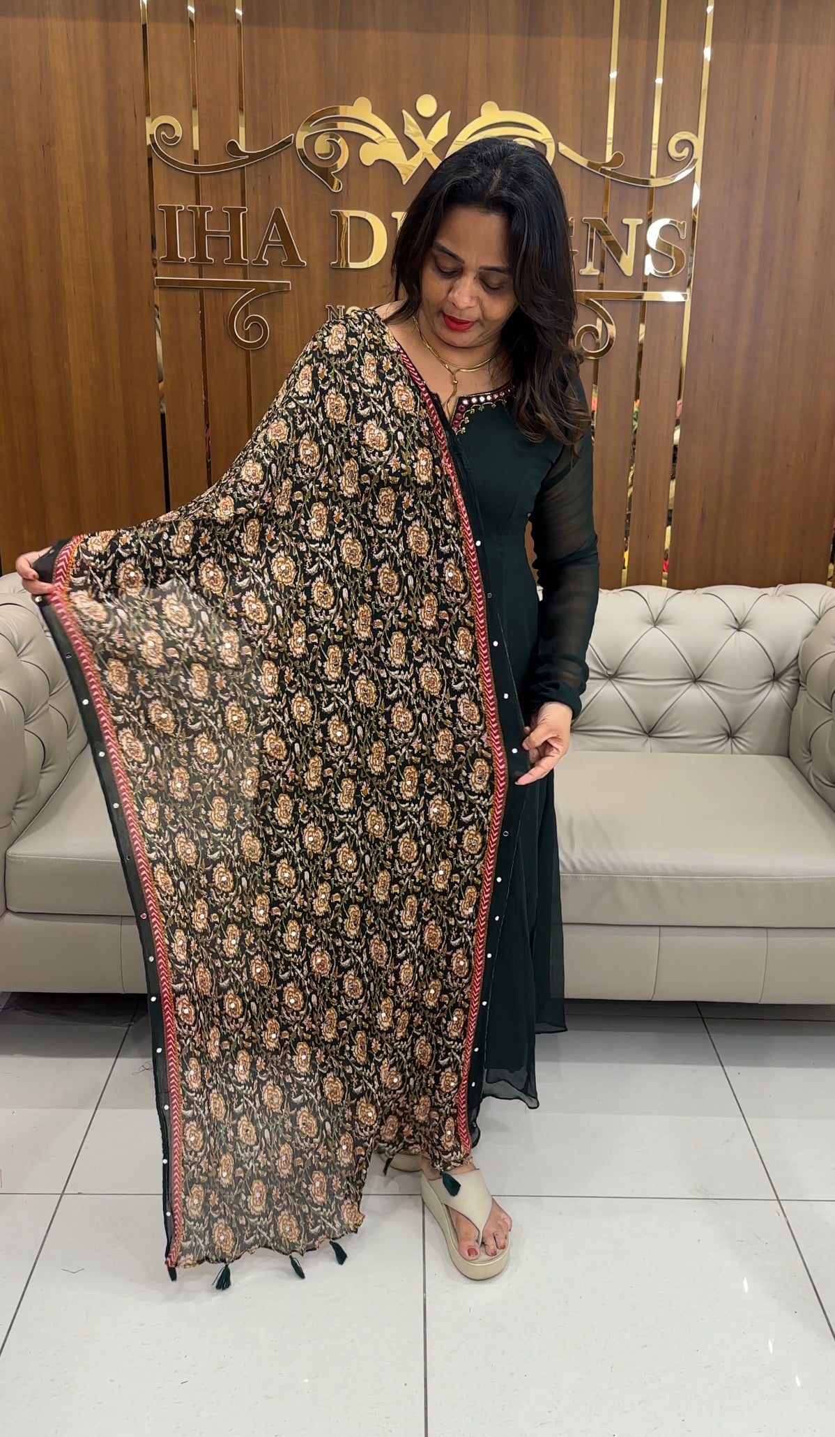 IHA'S IN-HOUSE A-LINE TOP AND DUPATTA - IHA 25249