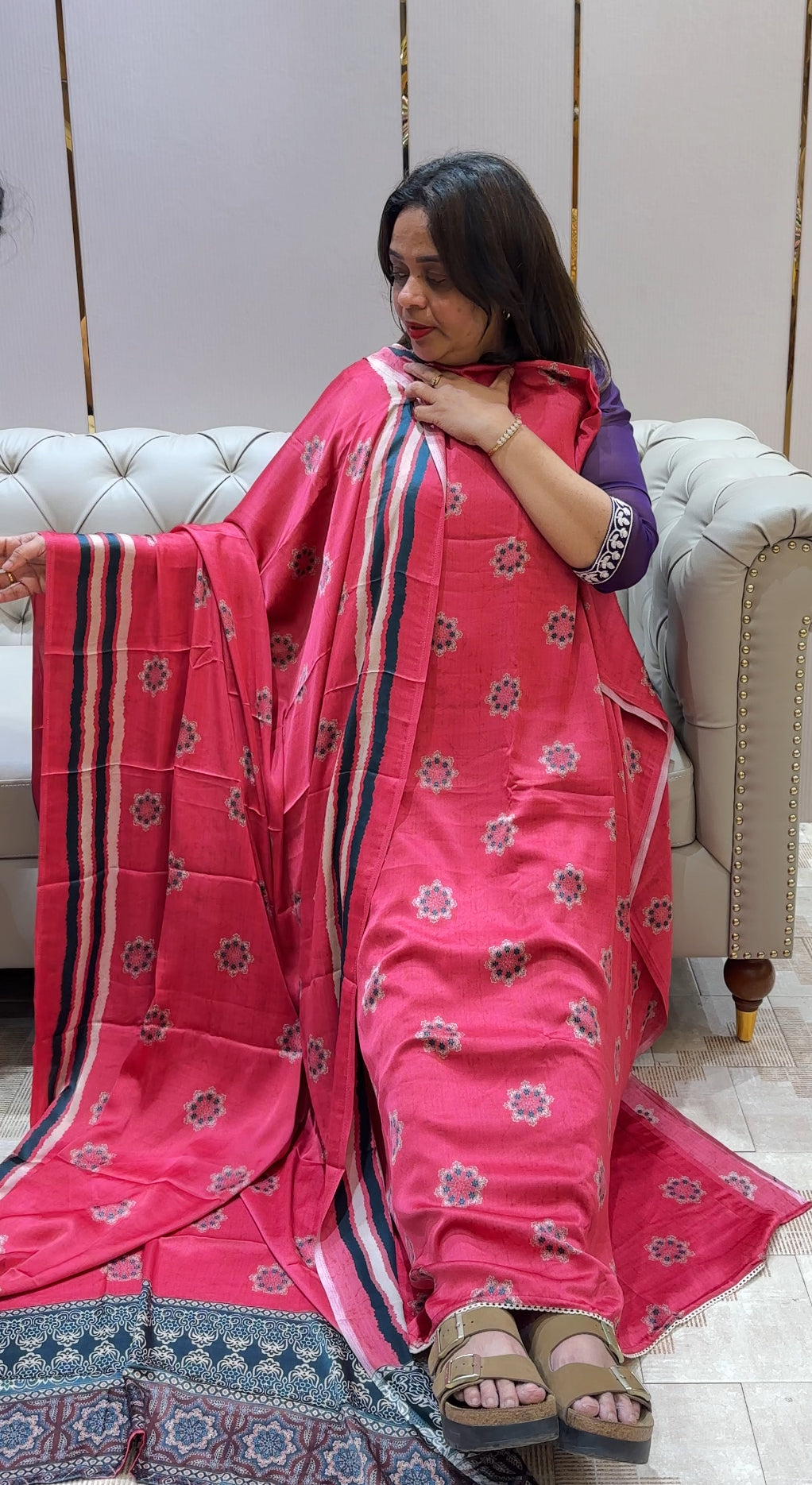 MODAL SILK UNSTITCHED SALWAR SUITS - IHA 21461