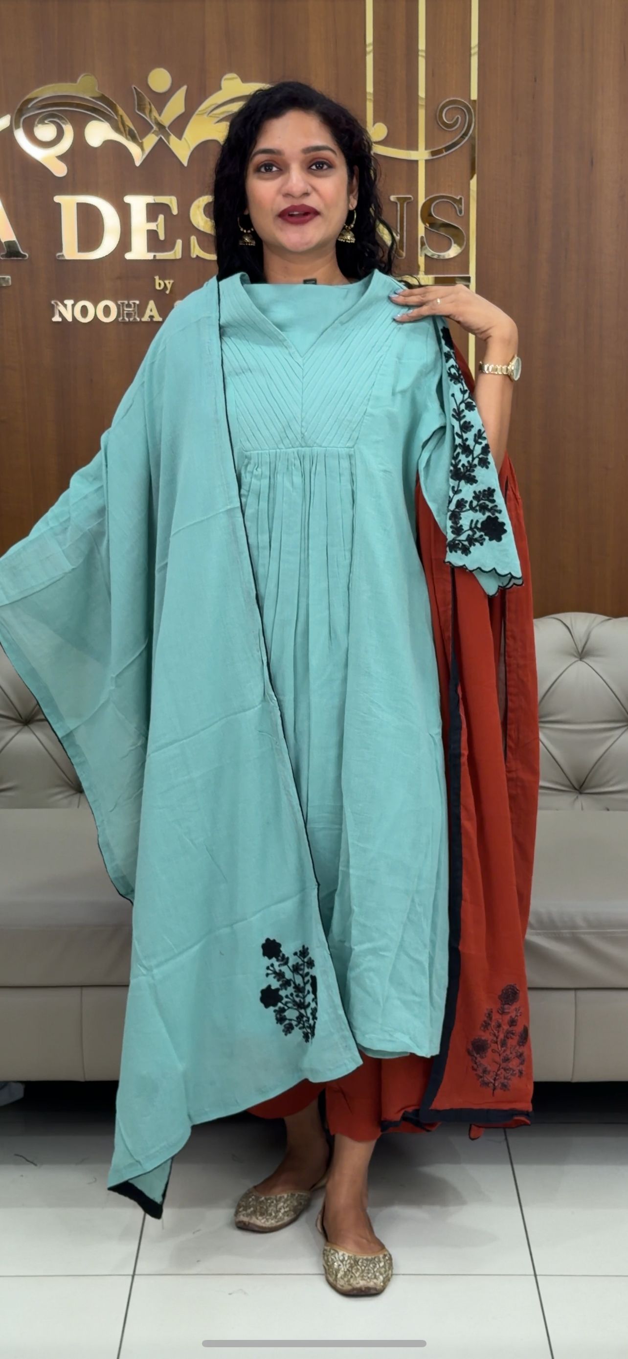 CRUSHED COTTON TOP, BOTTOM AND DUPATTA - IHA 29428