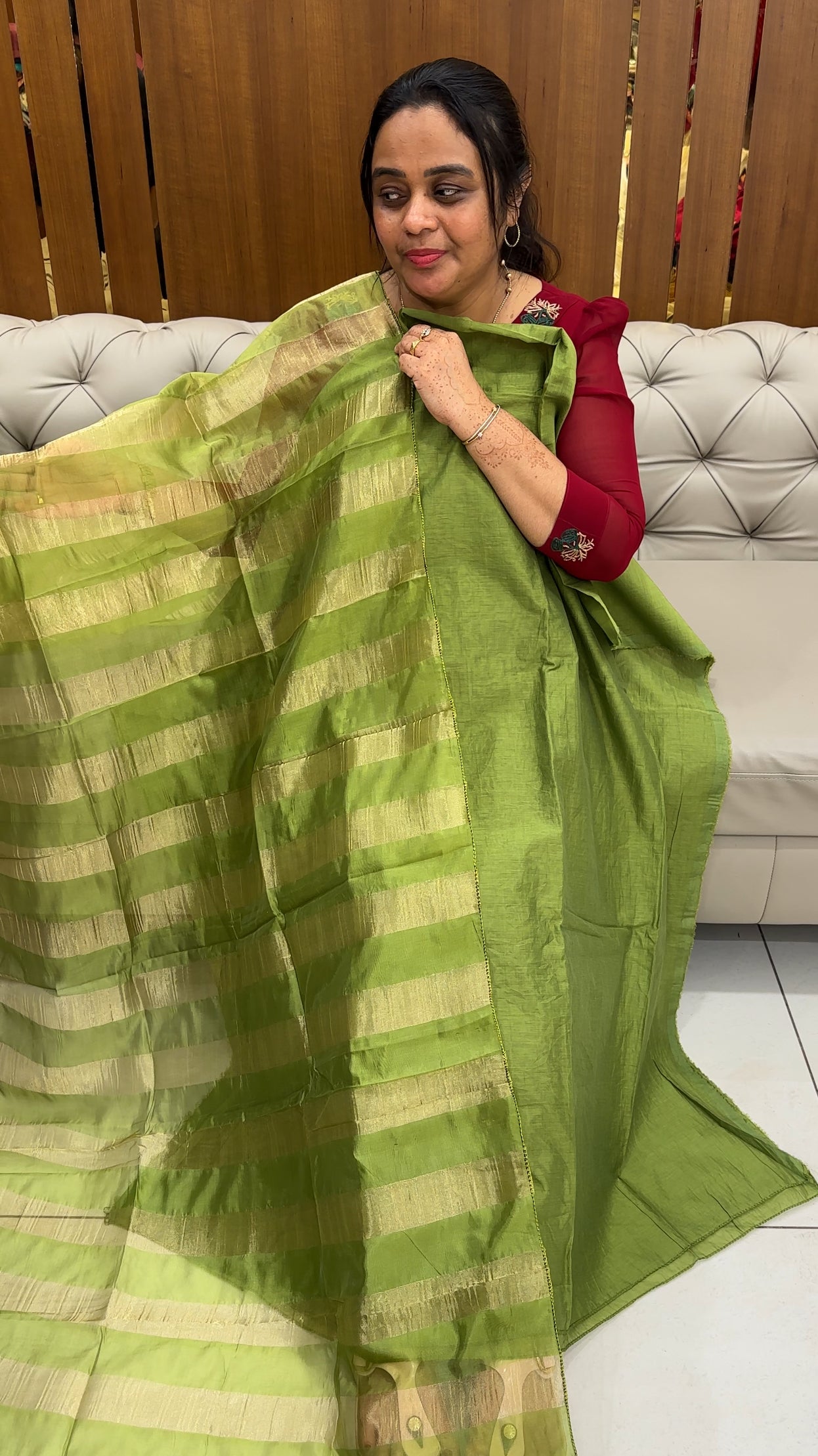 SEMI MUL CHANDERI UNSTITCHED SALWAR SUITS - IHA 27638