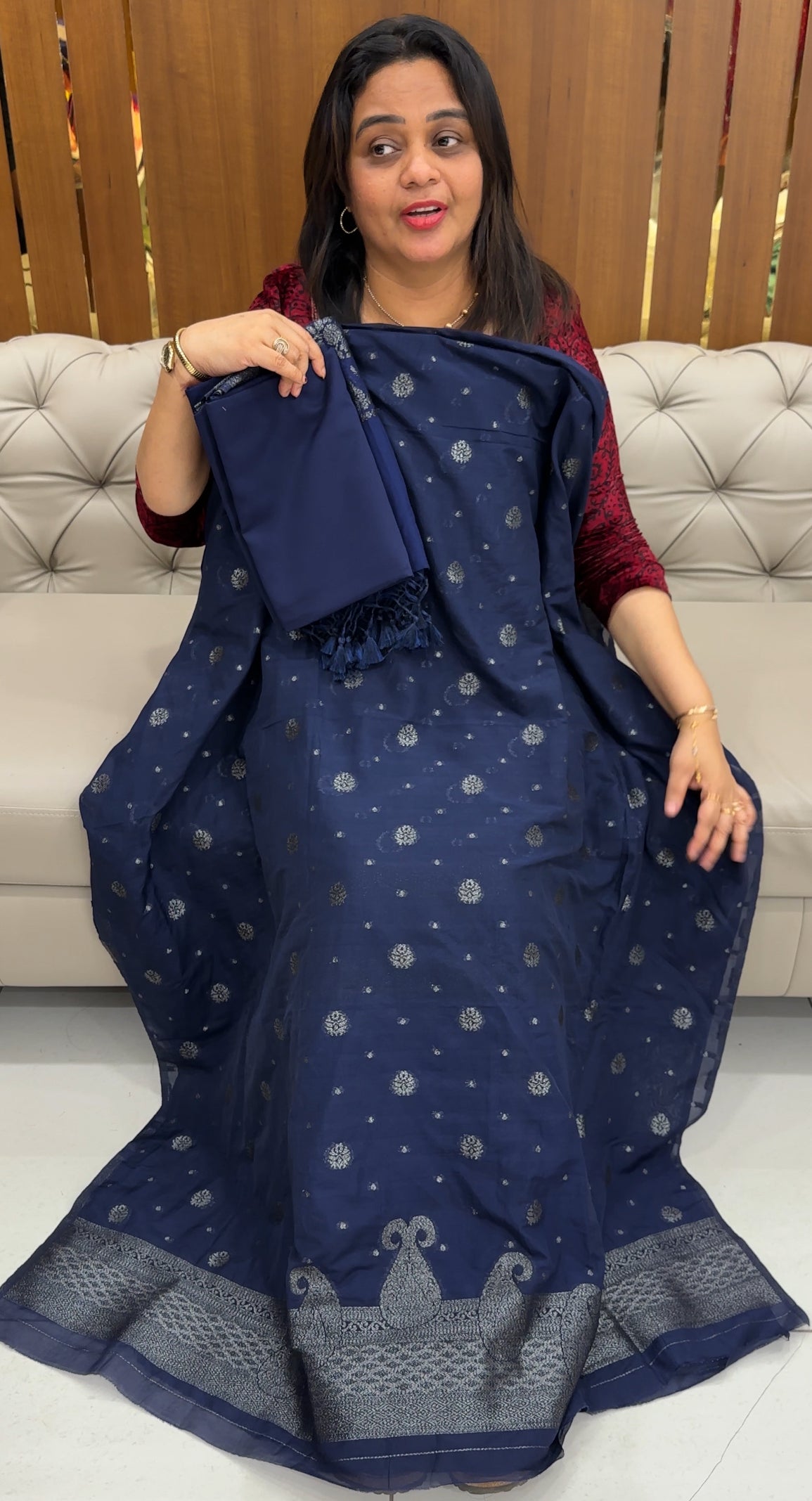 SEMI BANARASI UNSTITCHED SALWAR SUITS - IHA 26393
