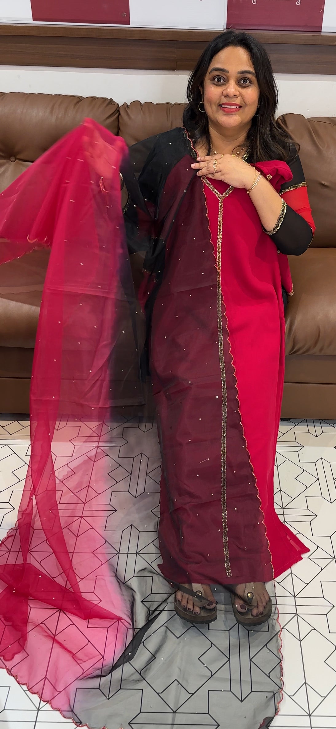 HANDWORKED TOP AND DUPATTA - IHA 26662