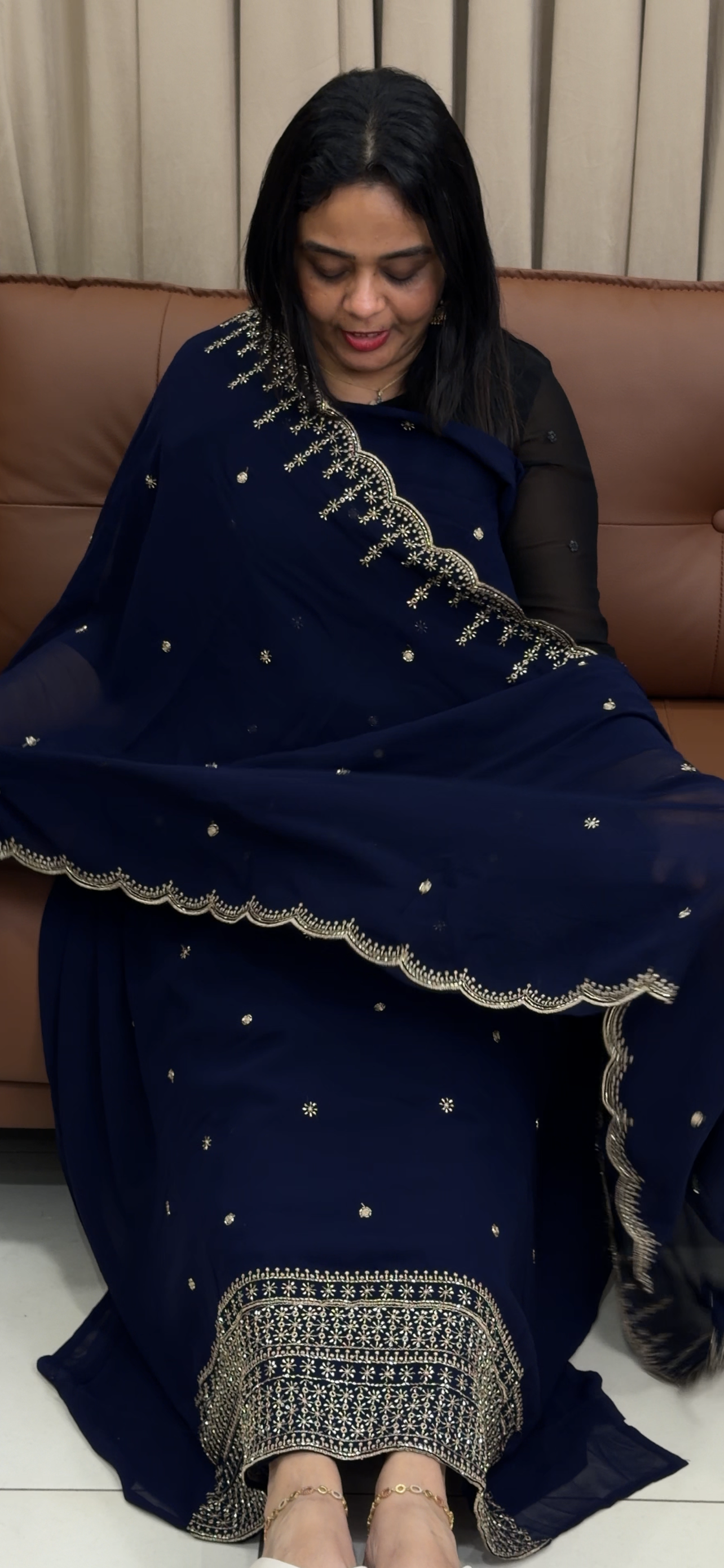 WORKED UNSTITCHED SALWAR SUITS - IHA 33868