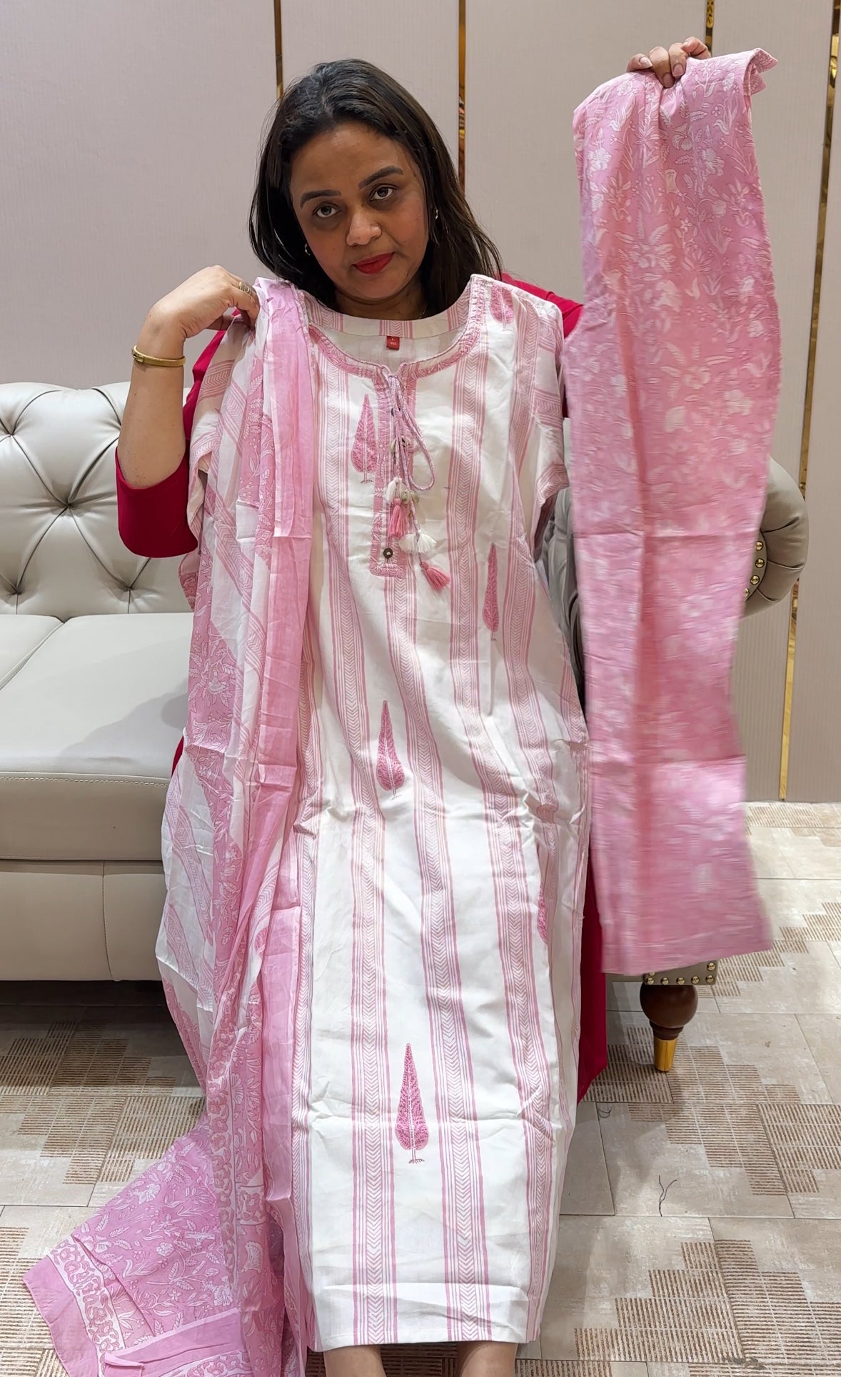 COTTON TOP, BOTTOM AND DUPATTA - IHA 21483