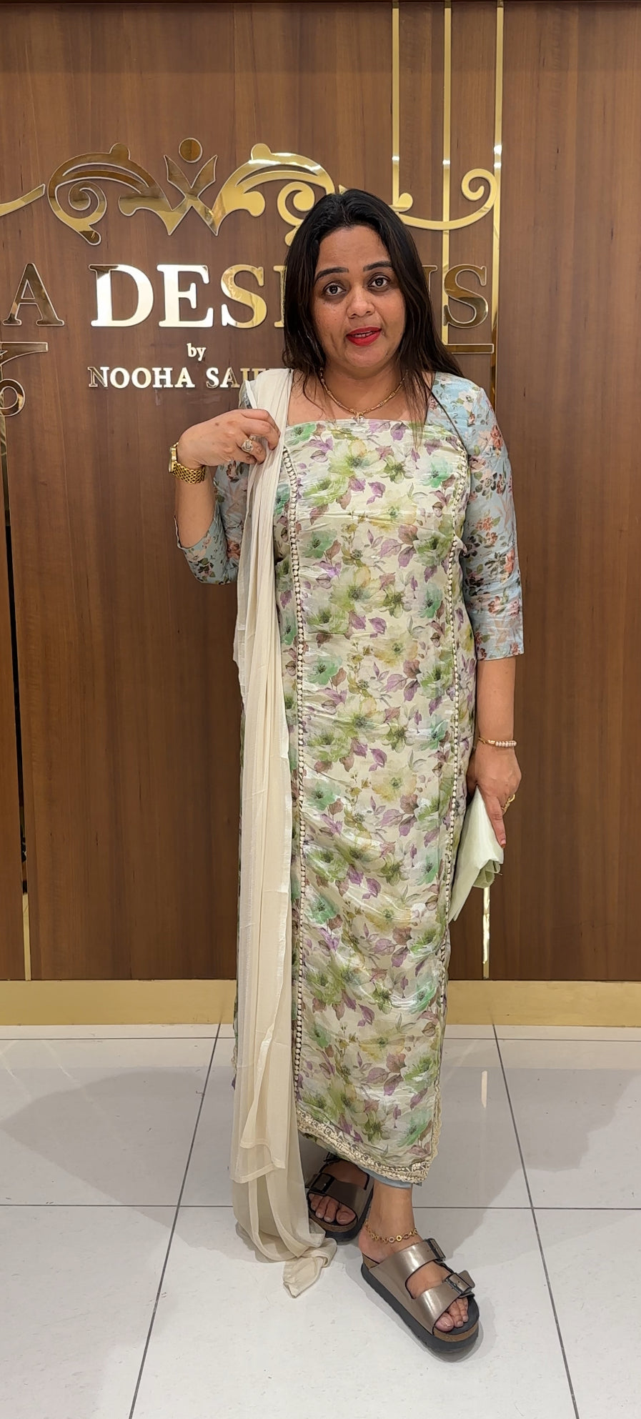 PRINTED TISSUE UNSTITCHED SALWAR SUITS - IHA 23121