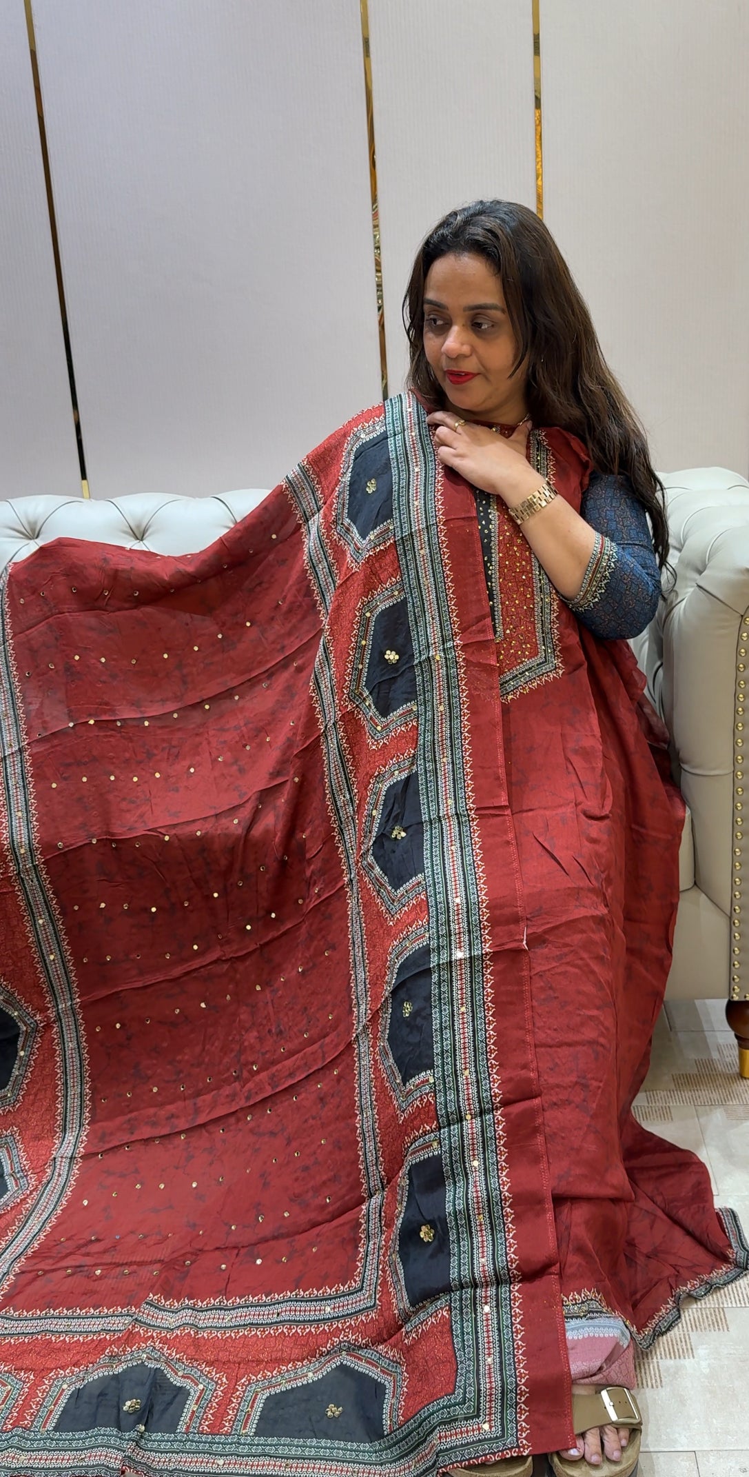 CRAPE SILK UNSTITCHED SALWAR SUITS- IHA 23666
