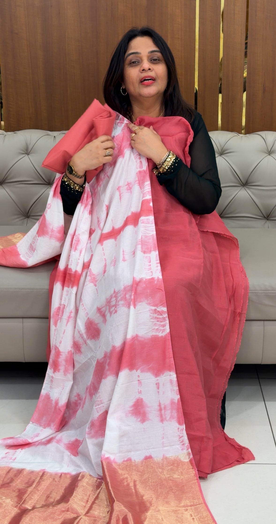 MALAI CHANDERI UNSTITCHED SALWAR SUITS - IHA 29146