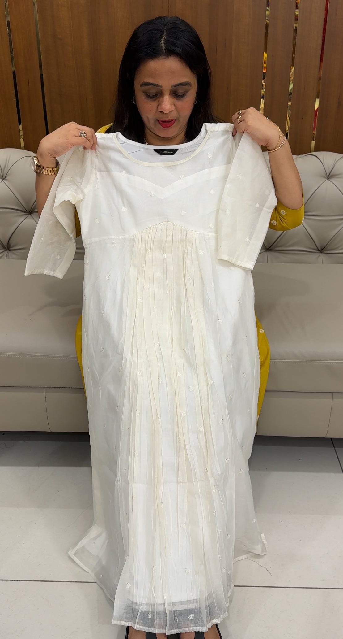 MUL CHANDERI DESIGNER LONG A-LINE TOPS - IHA 26041