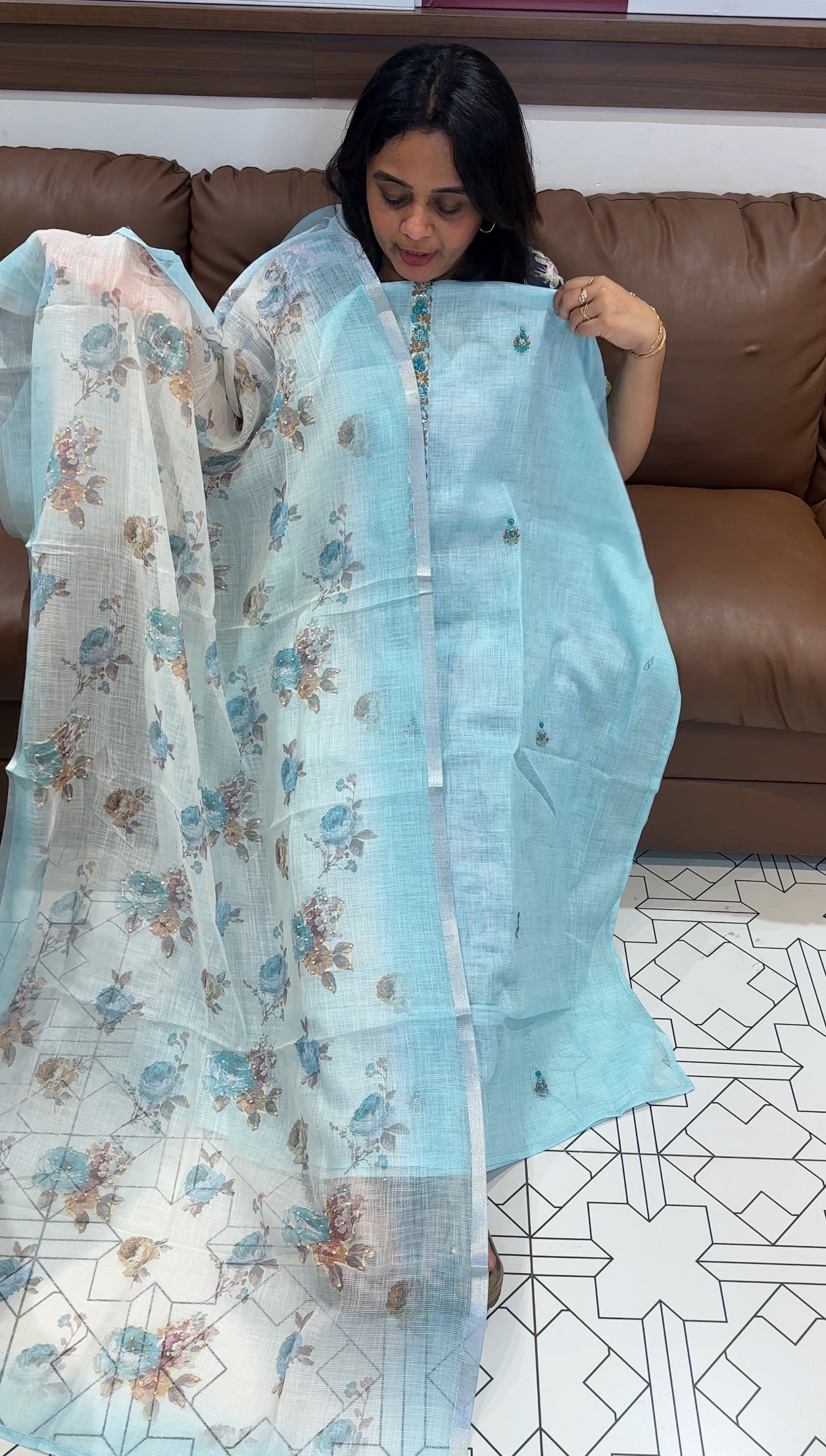 LINEN UNSTITCHED SALWAR SUITS - IHA 26549