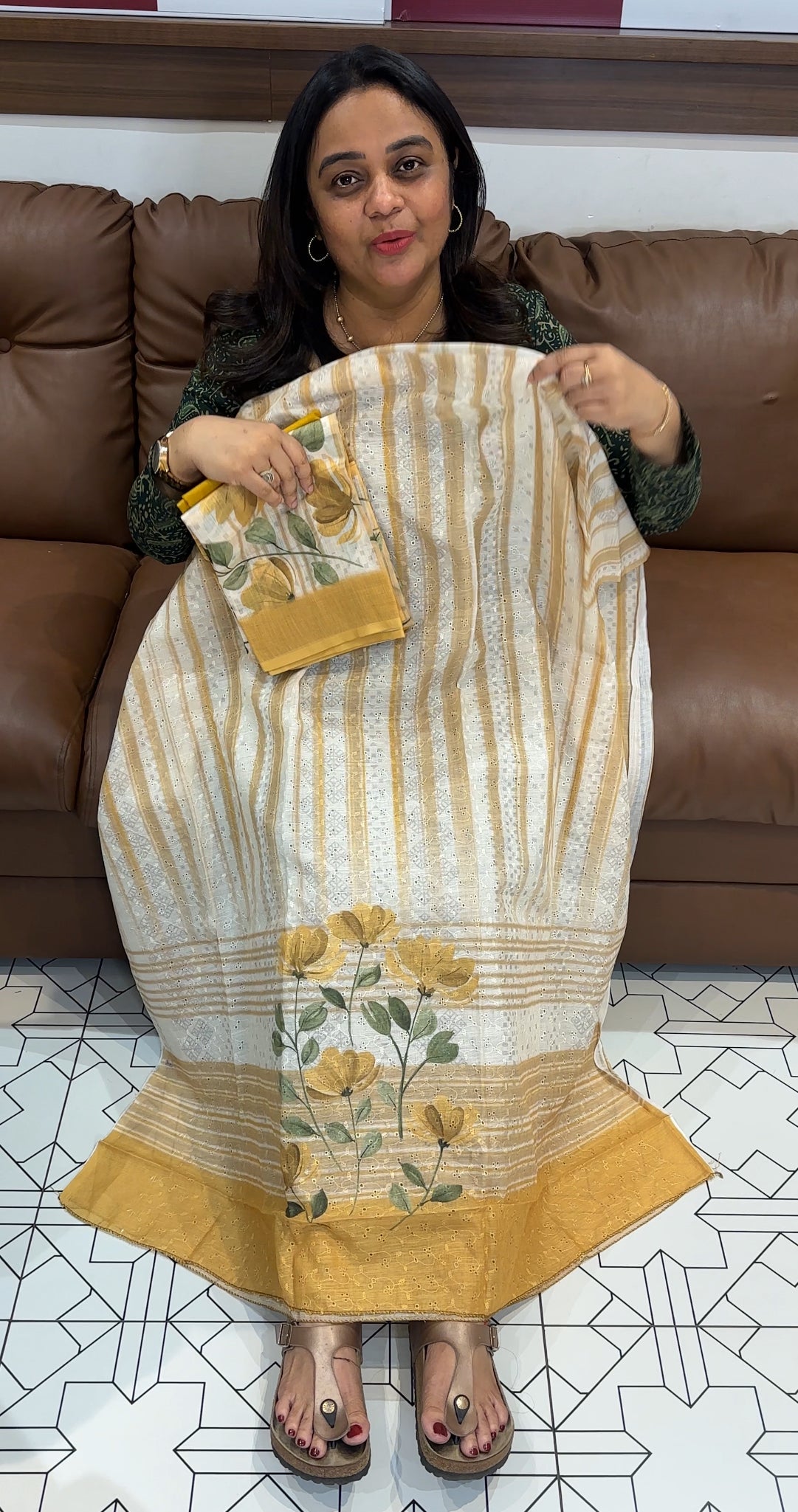 PRINTED LINEN UNSTITCHED SALWAR SUITS - IHA 27276