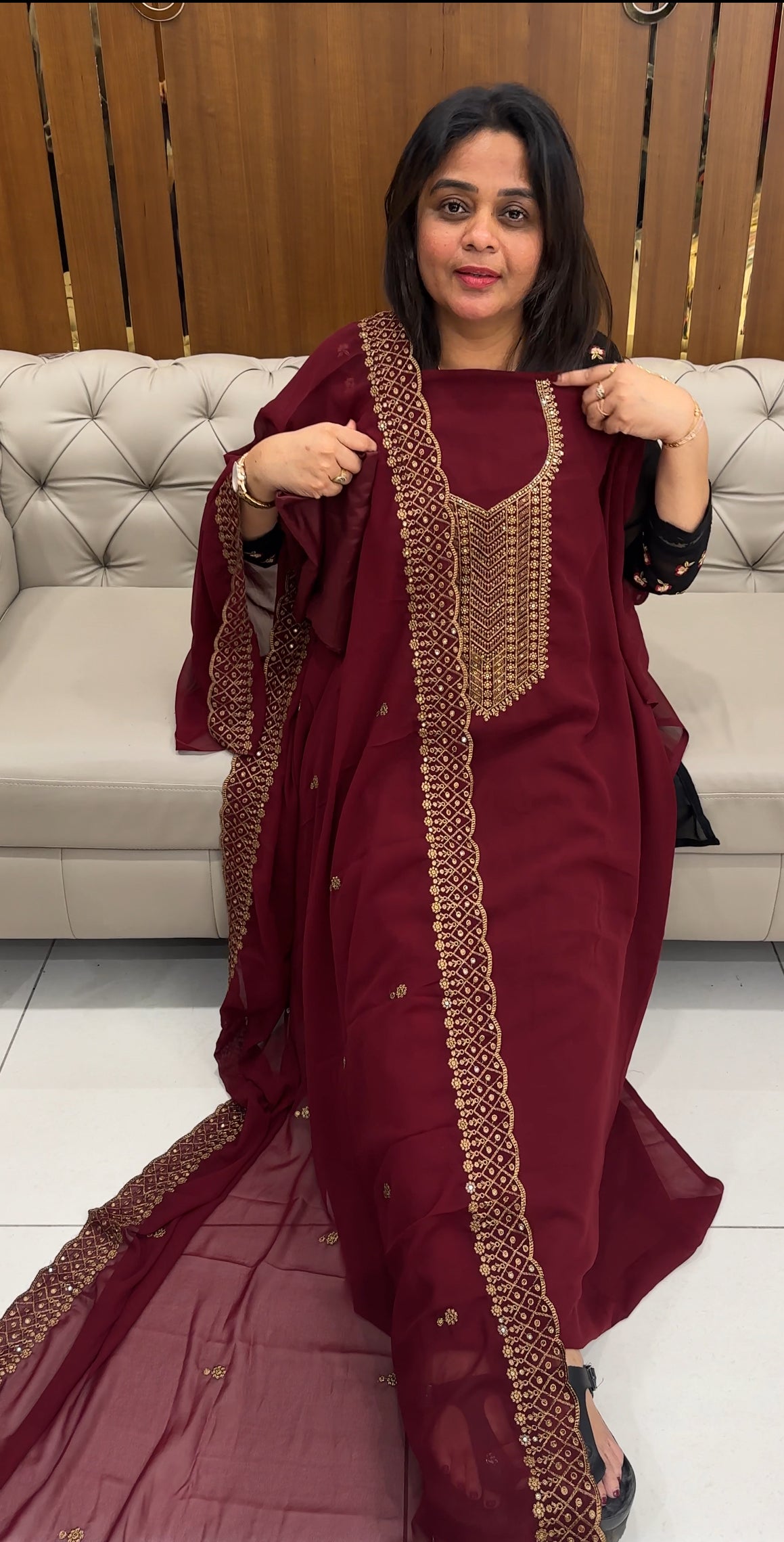 FORWARD FAUX GEORGETTE TOP,BOTTOM AND DUPATTA - IHA 26010