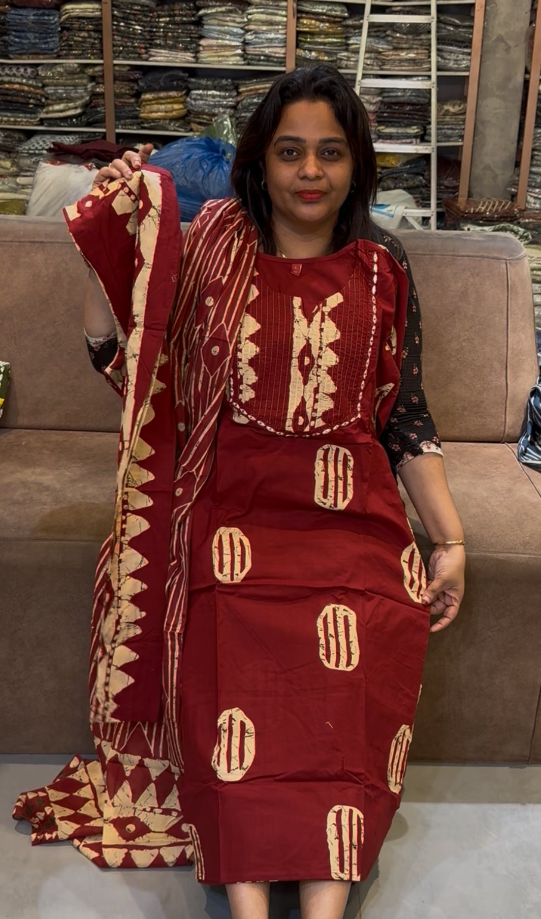 COTTON TOP, BOTTOM AND DUPATTA - IHA 25255
