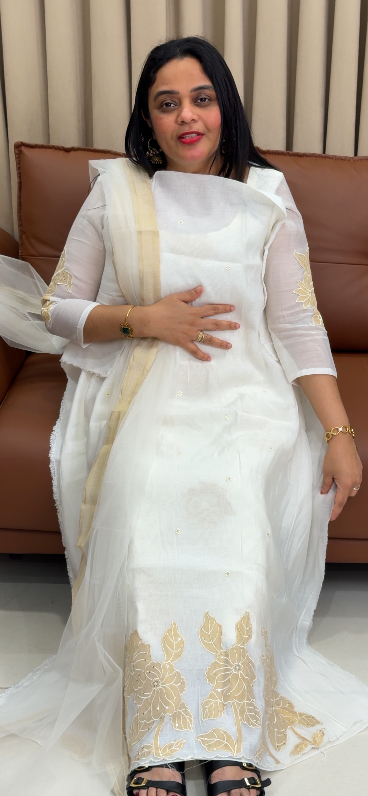 IHA'S IN-HOUSE CHANDERI TOP, BOTTOM AN DUPATTA - IHA 34088