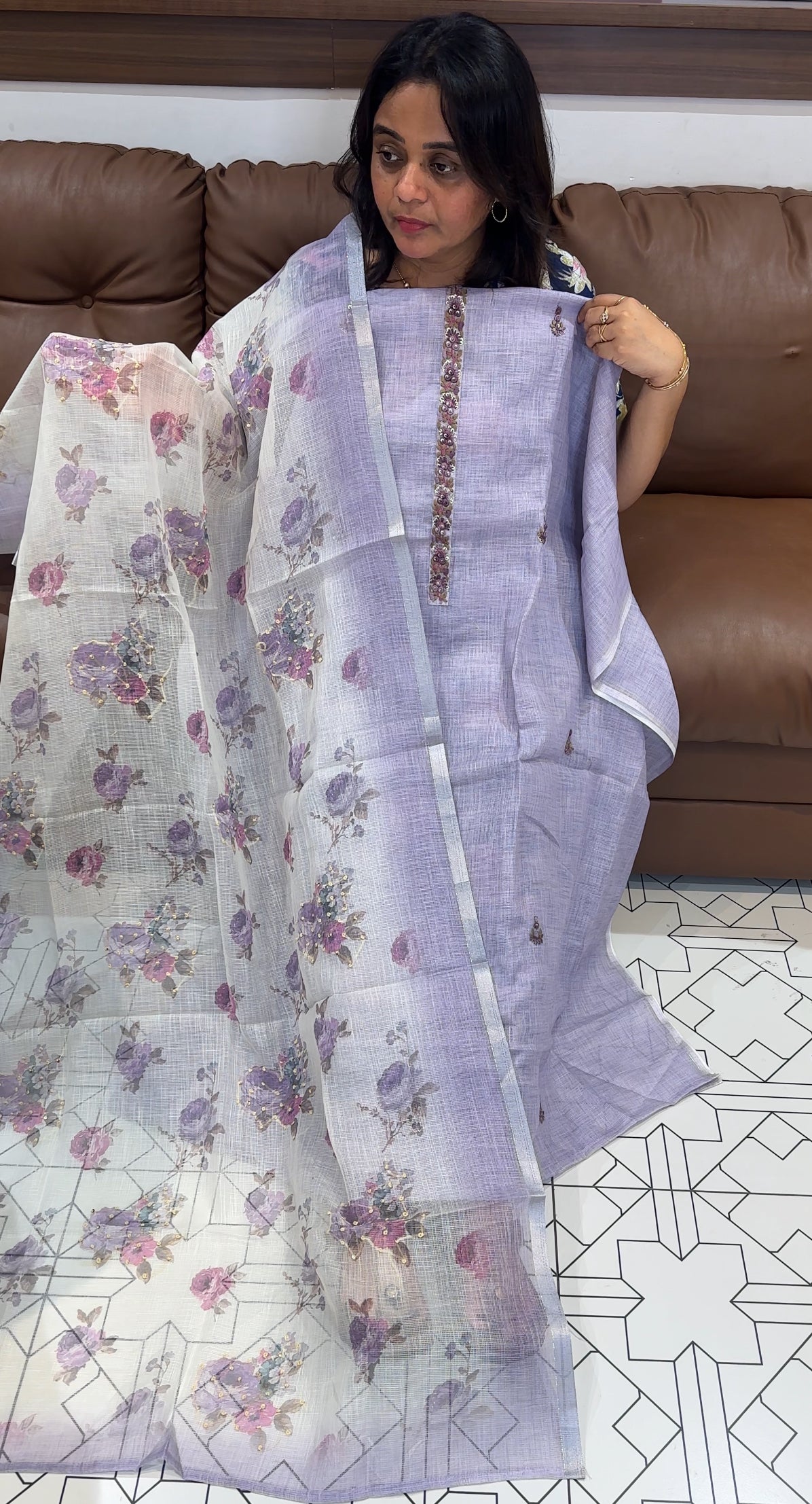 LINEN UNSTITCHED SALWAR SUITS - IHA 26549