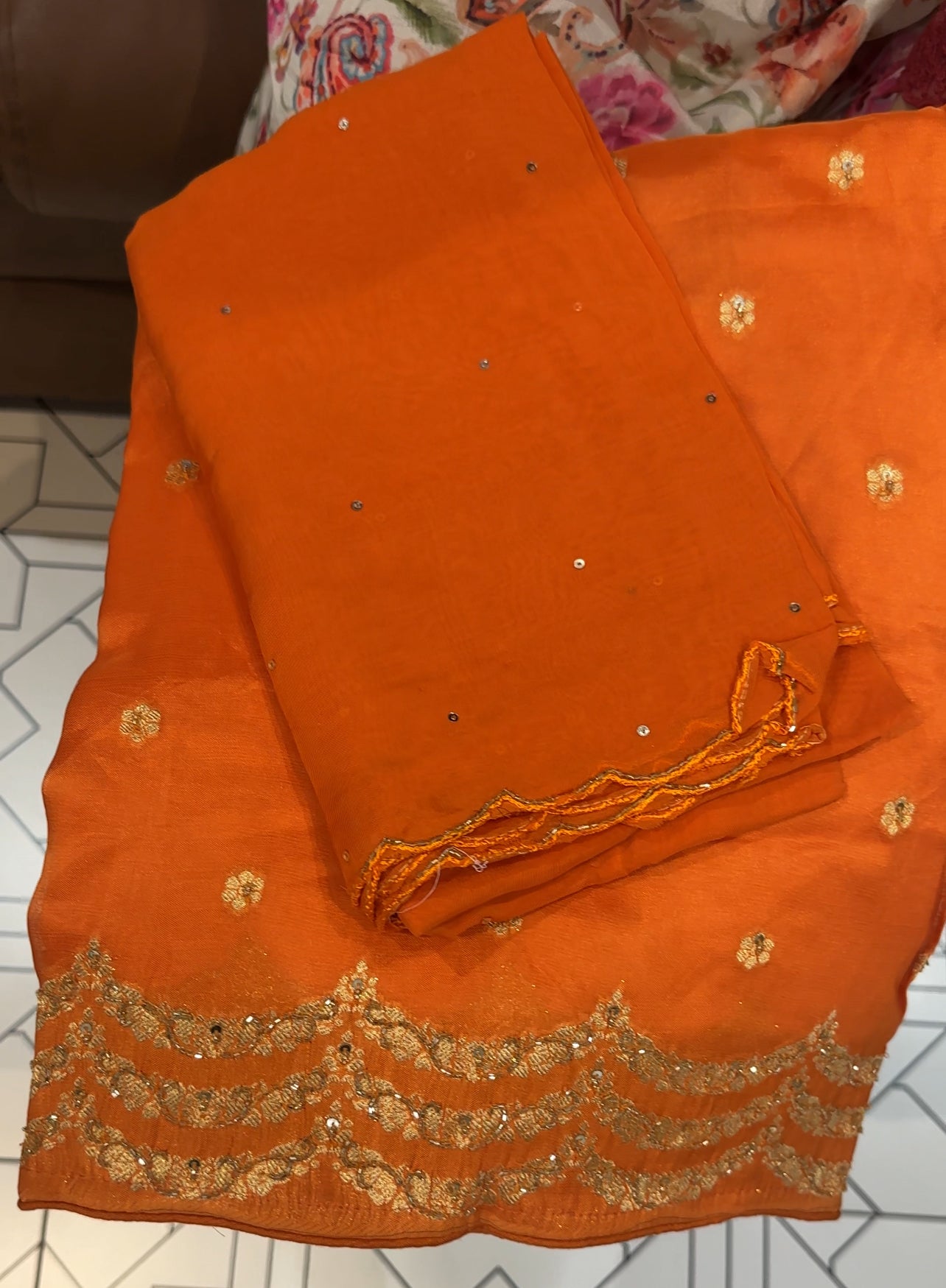 HAND WORKED UNSTITCHED SALWAR SUITS - IHA 26149