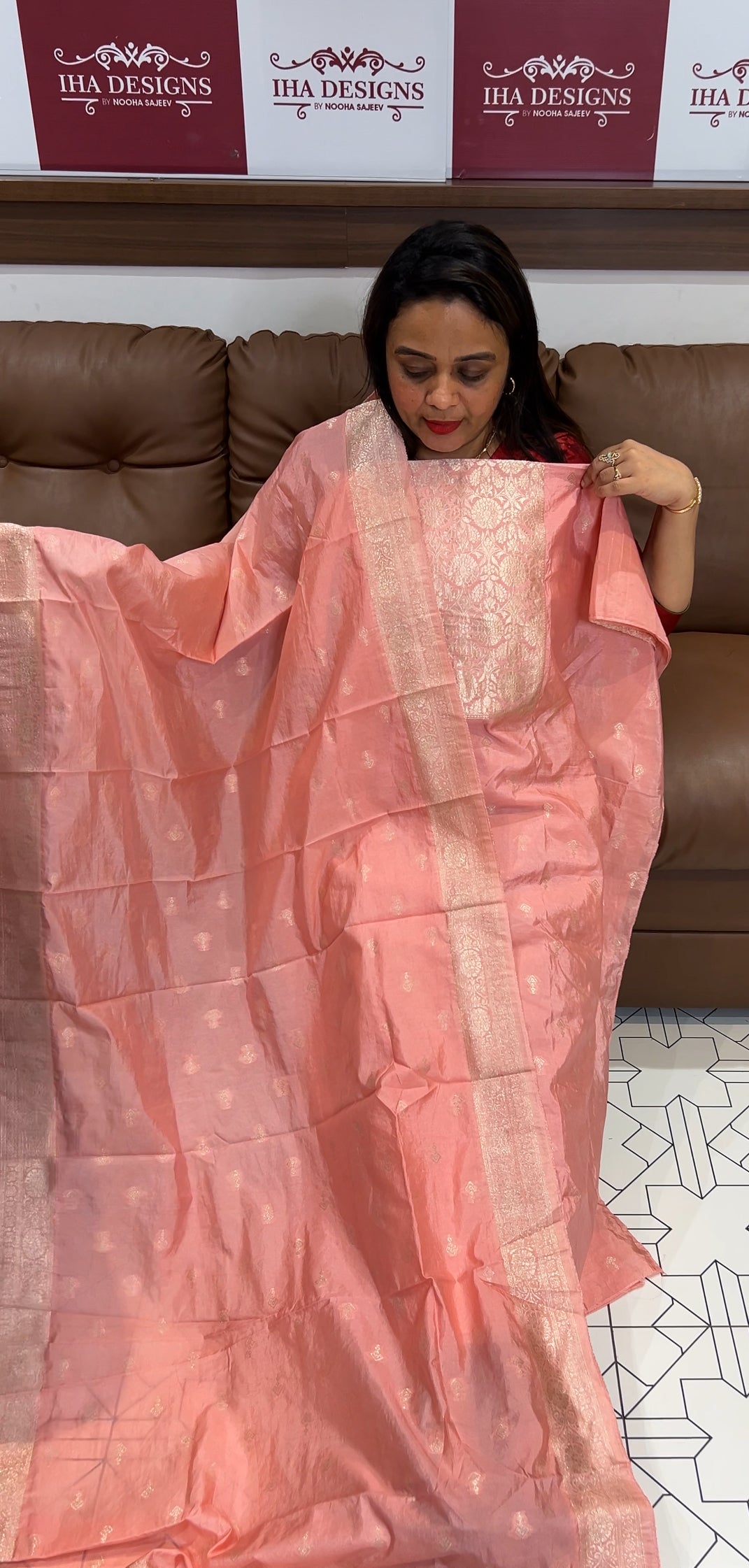 SEMI BANARASI UNSTITCHED SALWAR SUITS- IHA 23497