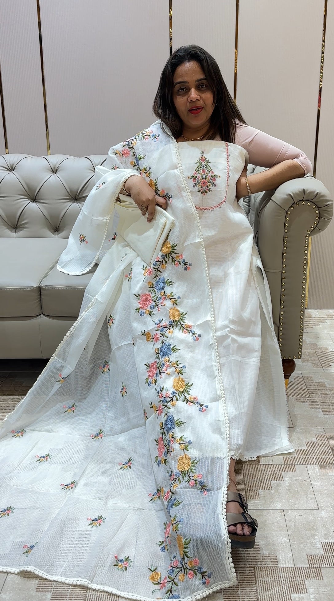 SILKY KOTA UNSTITCHED SALWAR SALWAR SUITS - IHA 21304