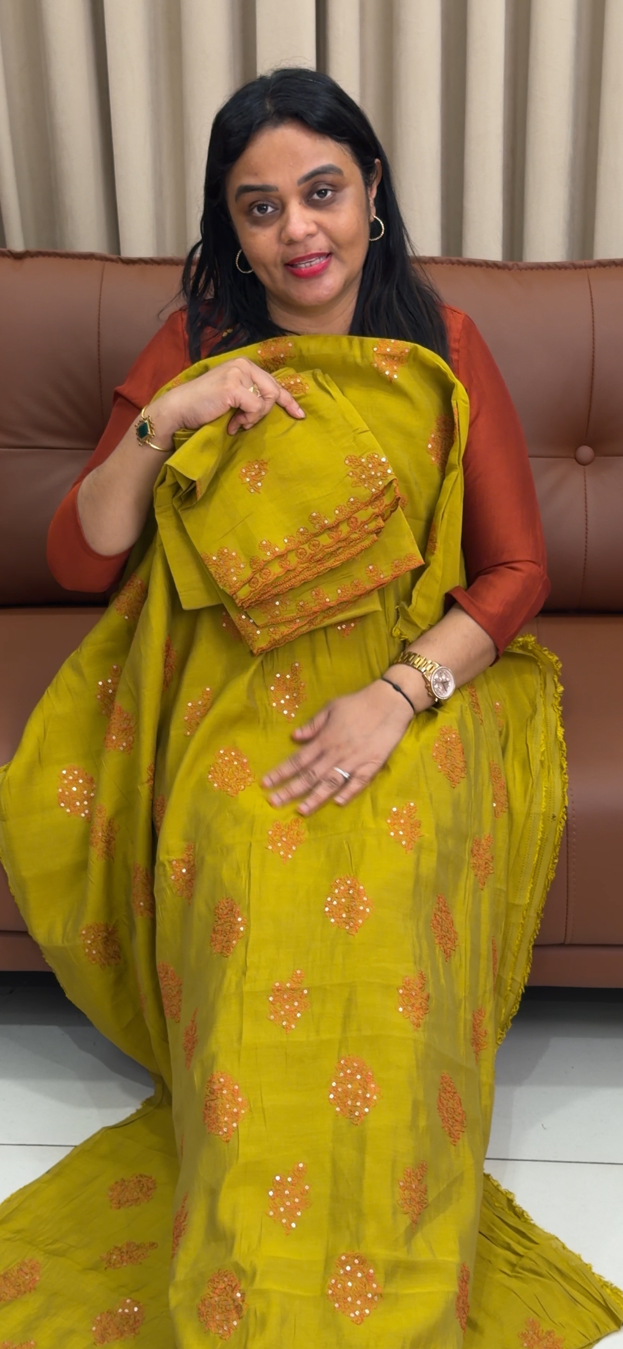 MALAI CHANDERI UNSTITCHED SALWAR SUITS - IHA 34328