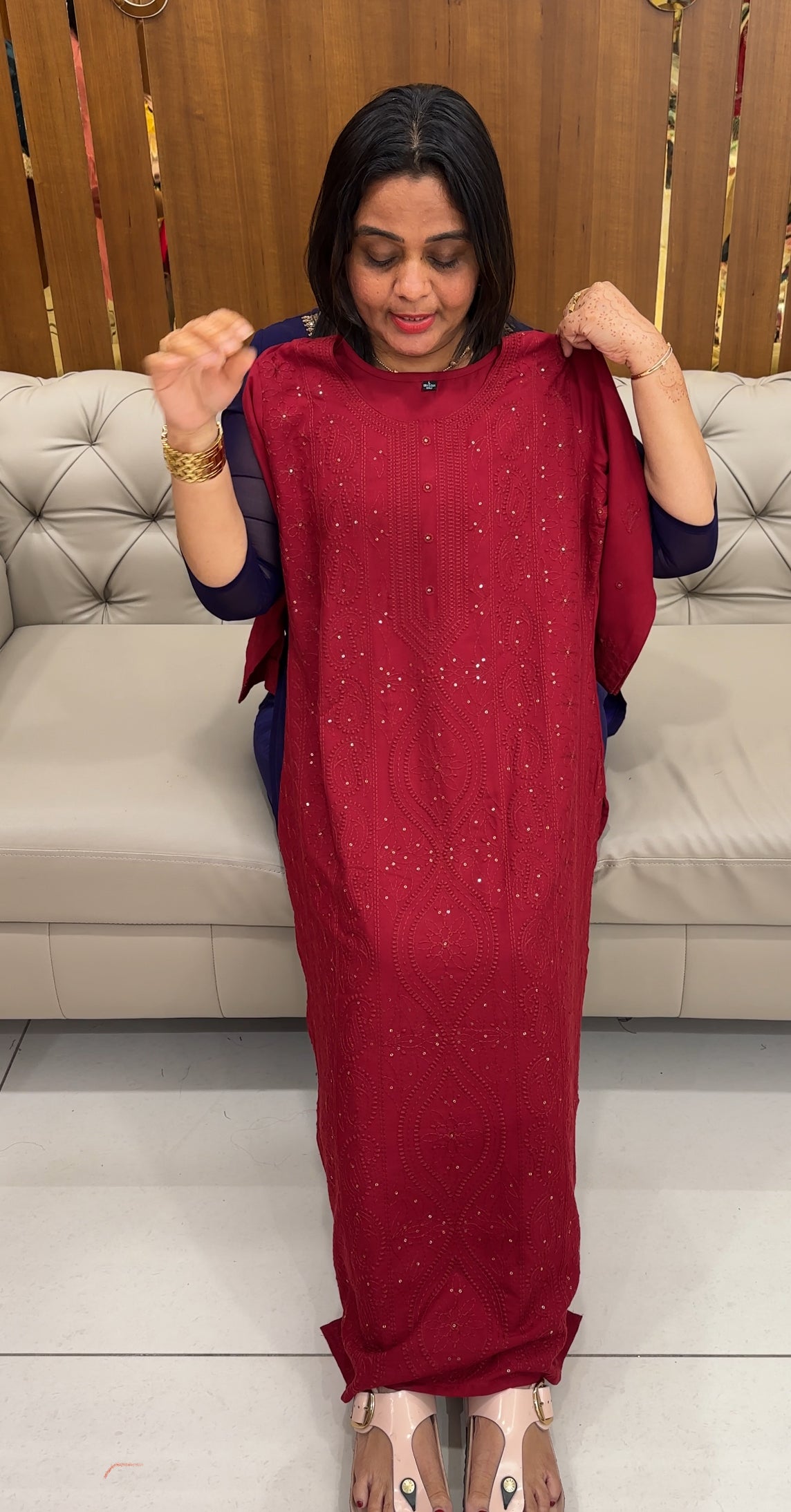 LUCKNOWI CHIKANKARI TOP AND BOTTOM - IHA 27541
