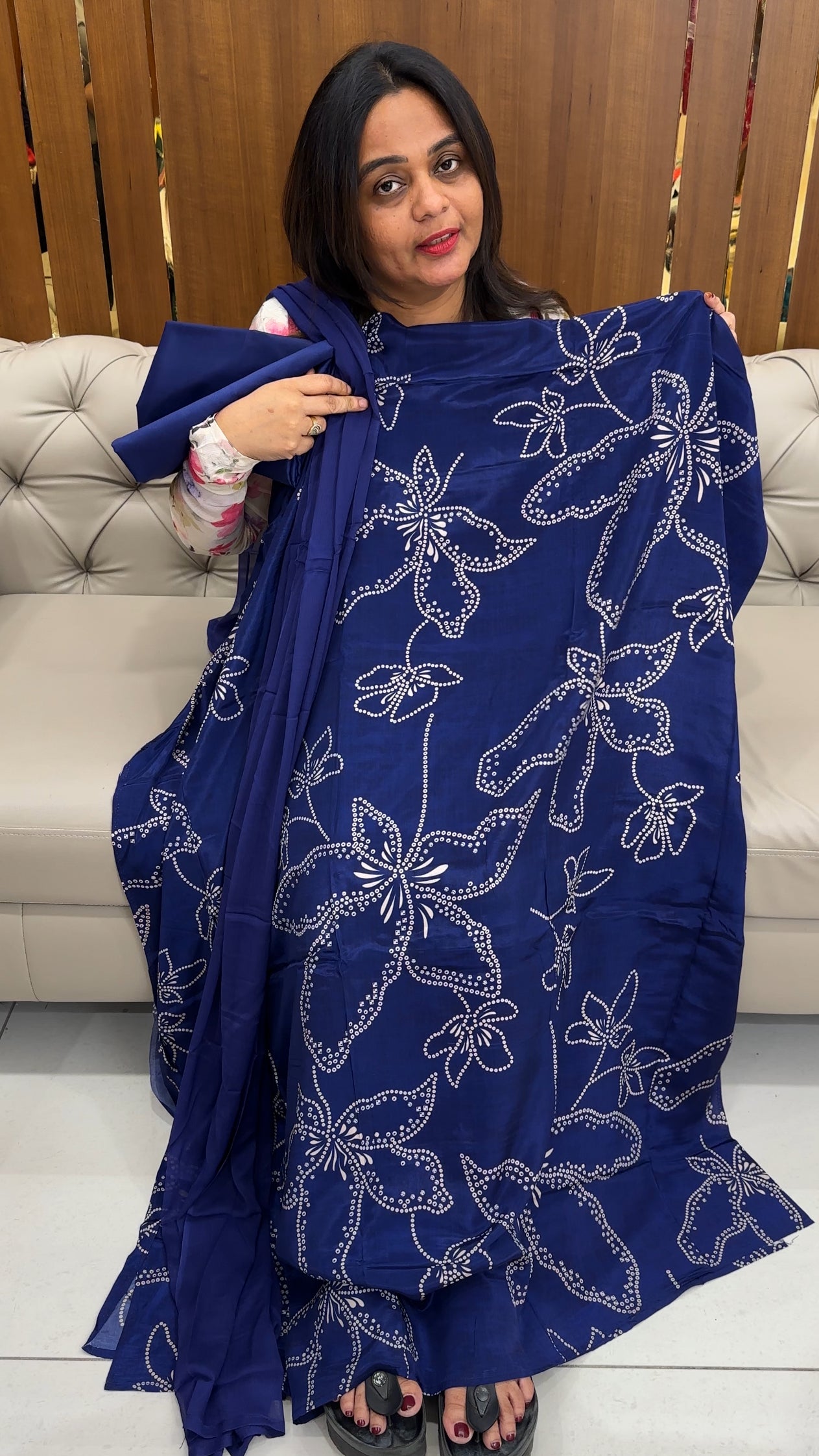PRINTED CRAPE UNSTITCHED SALWAR SUITS - IHA 26074
