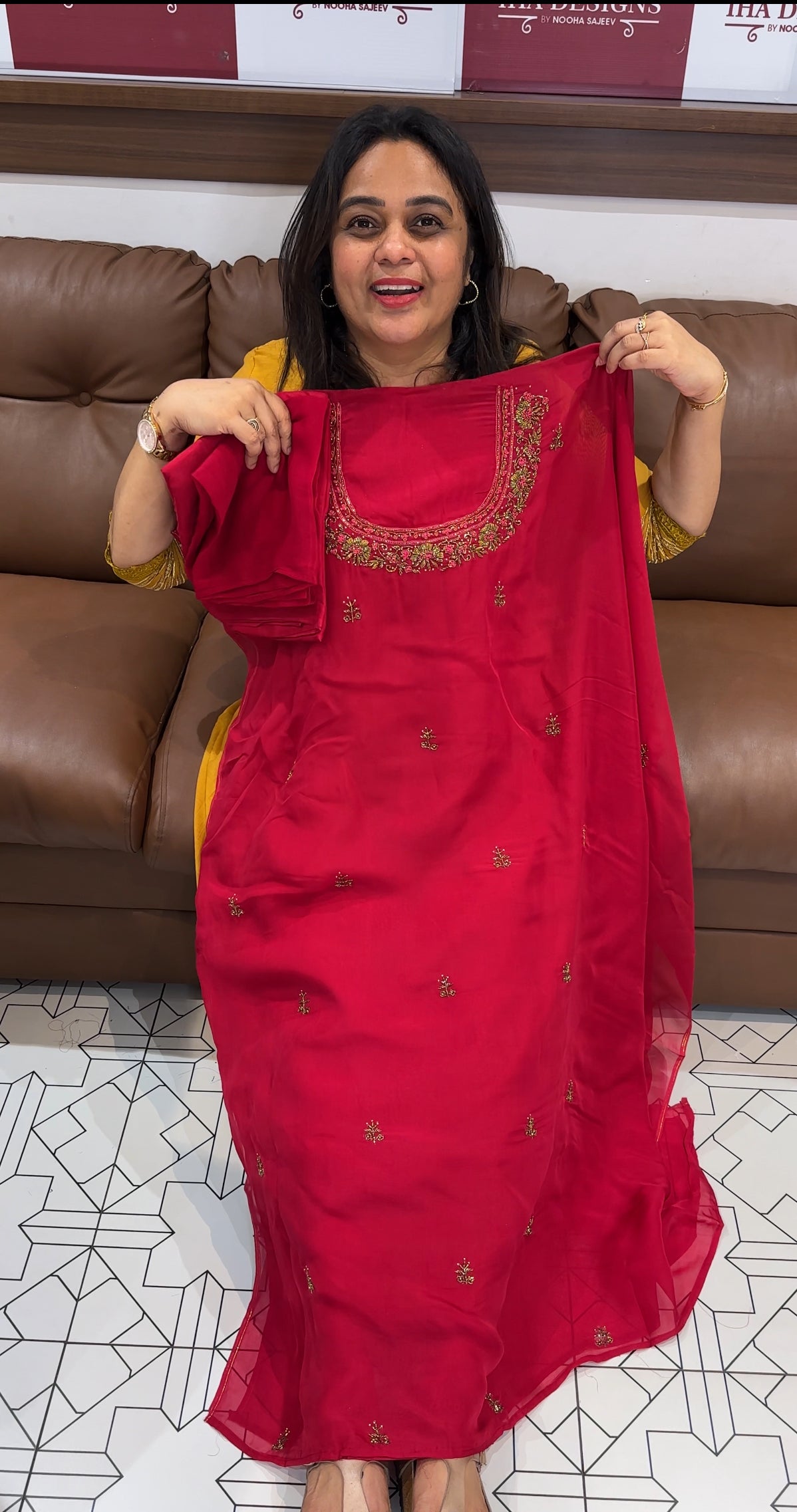 HANDWORKED ORGANZA UNSTITCHED SALWAR SUITS - IHA 26664