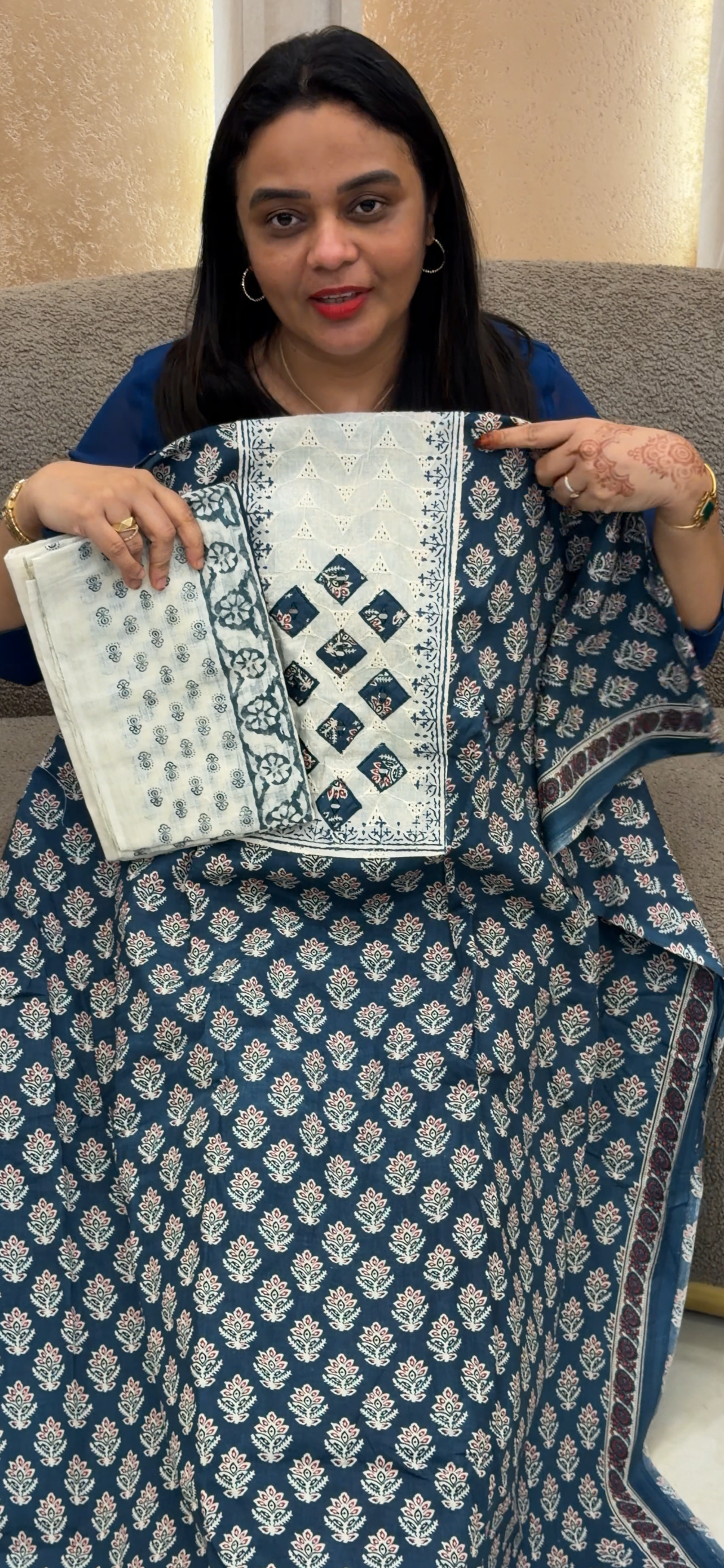 COTTON AJRAKH UNSTITCHED SALWAR SUITS - IHA 33100