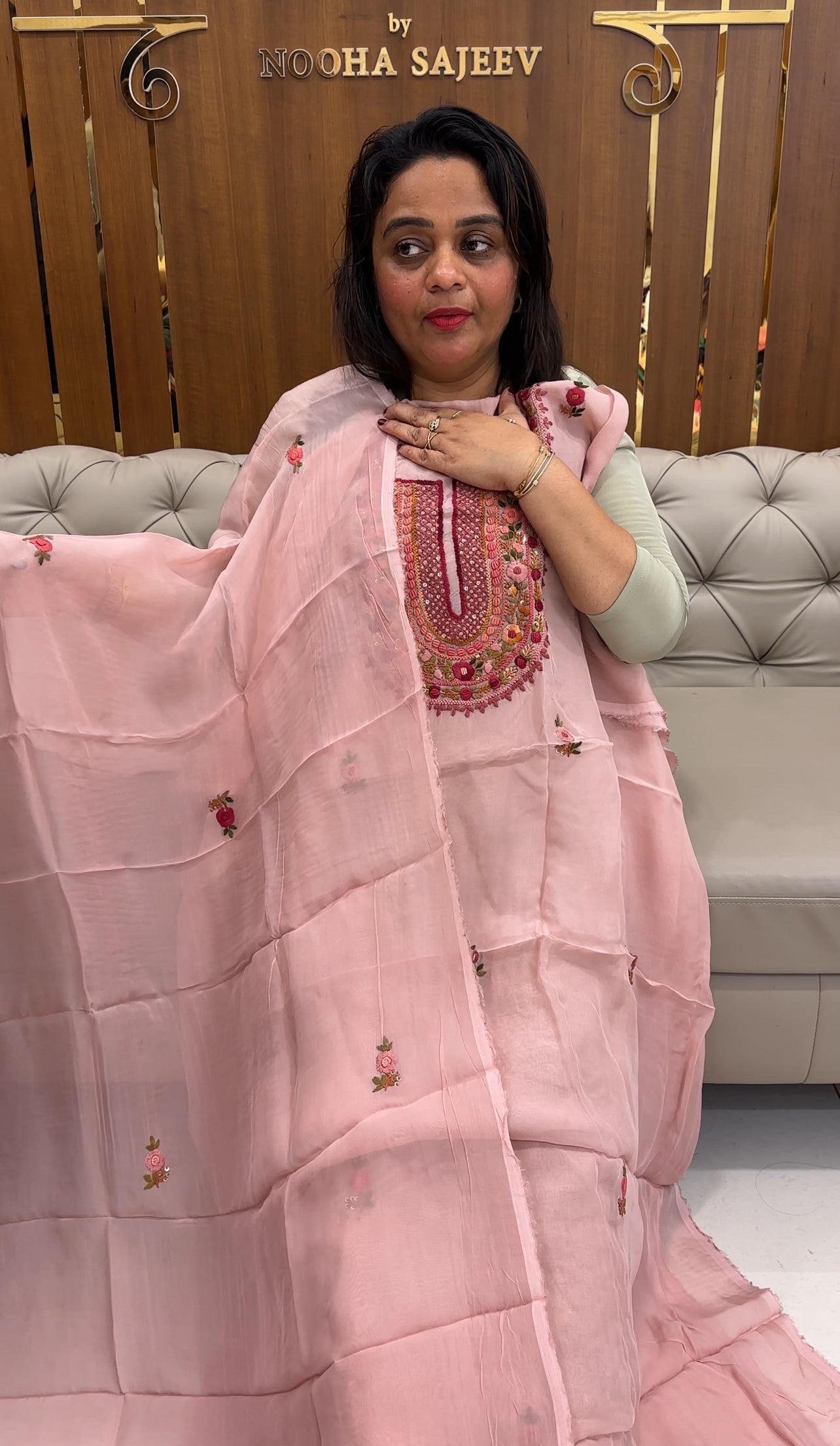 VISCOSE ORGANZA UNSTITCHED SALWAR SUITS - IHA 25759