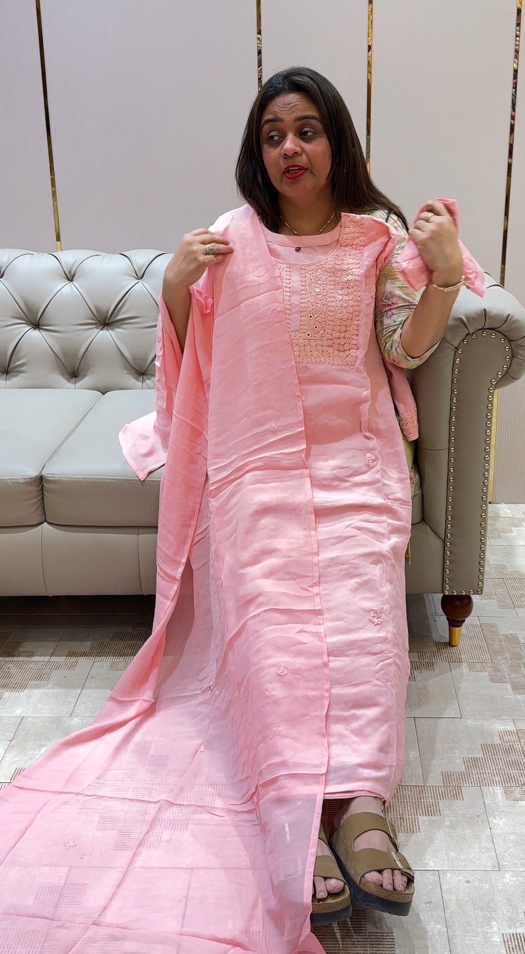 CHIKANKARI TOP, BOTTOM AND DUPATTA - IHA 21441