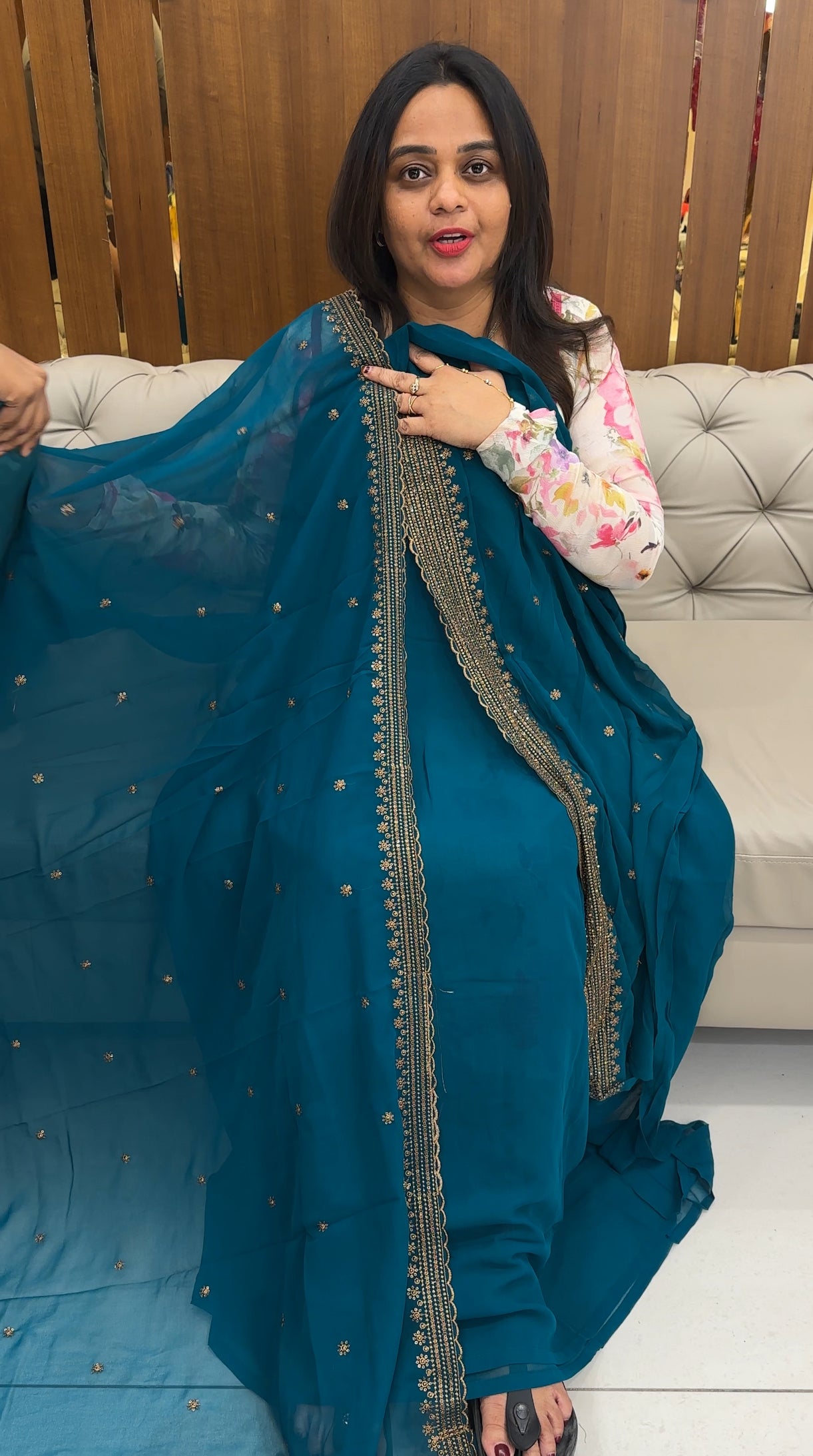 HAND WORKED UNSTITCHED SALWAR SUITS - IHA 26075