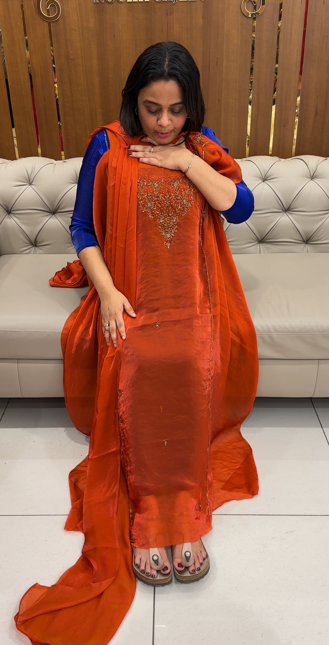 FORWARD VELVET ORGANZA TOP, BOTTOM AND DUPATTA - IHA 27095