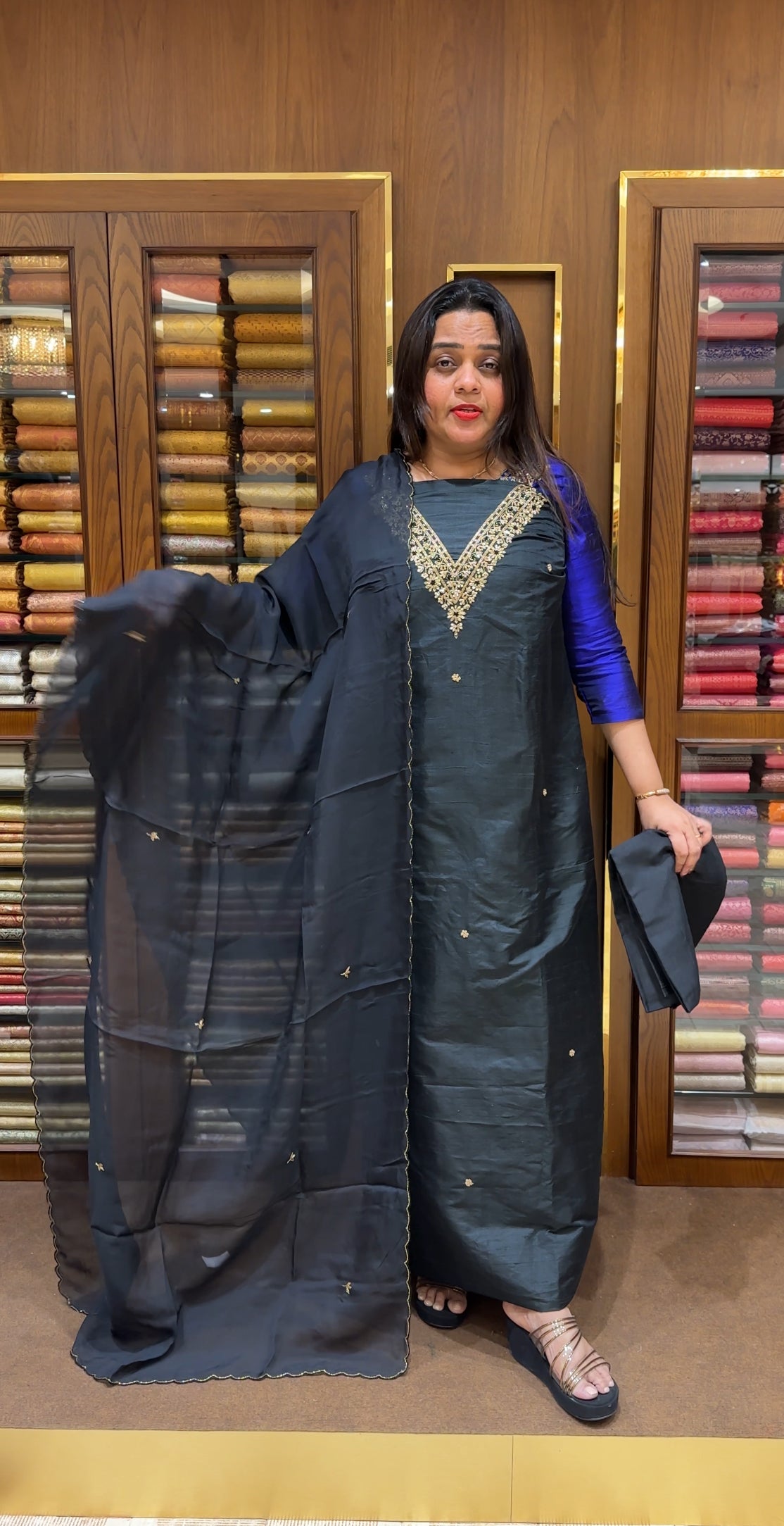 RAW SILK UNSTITCHED SALWAR SUITS - IHA 24102
