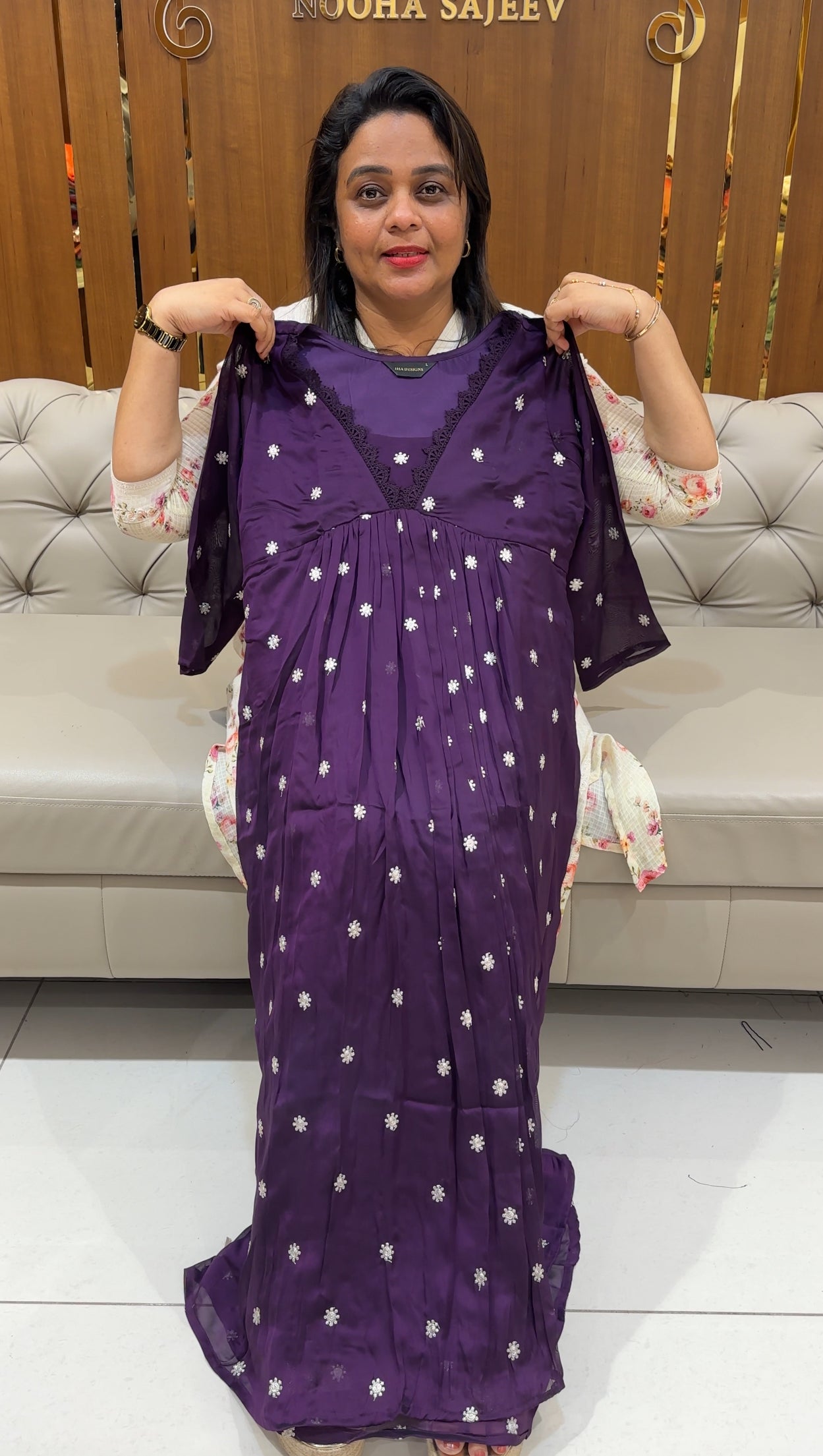 SILKY GEORGETTE LONG A-LINE TOPS - IHA 25056