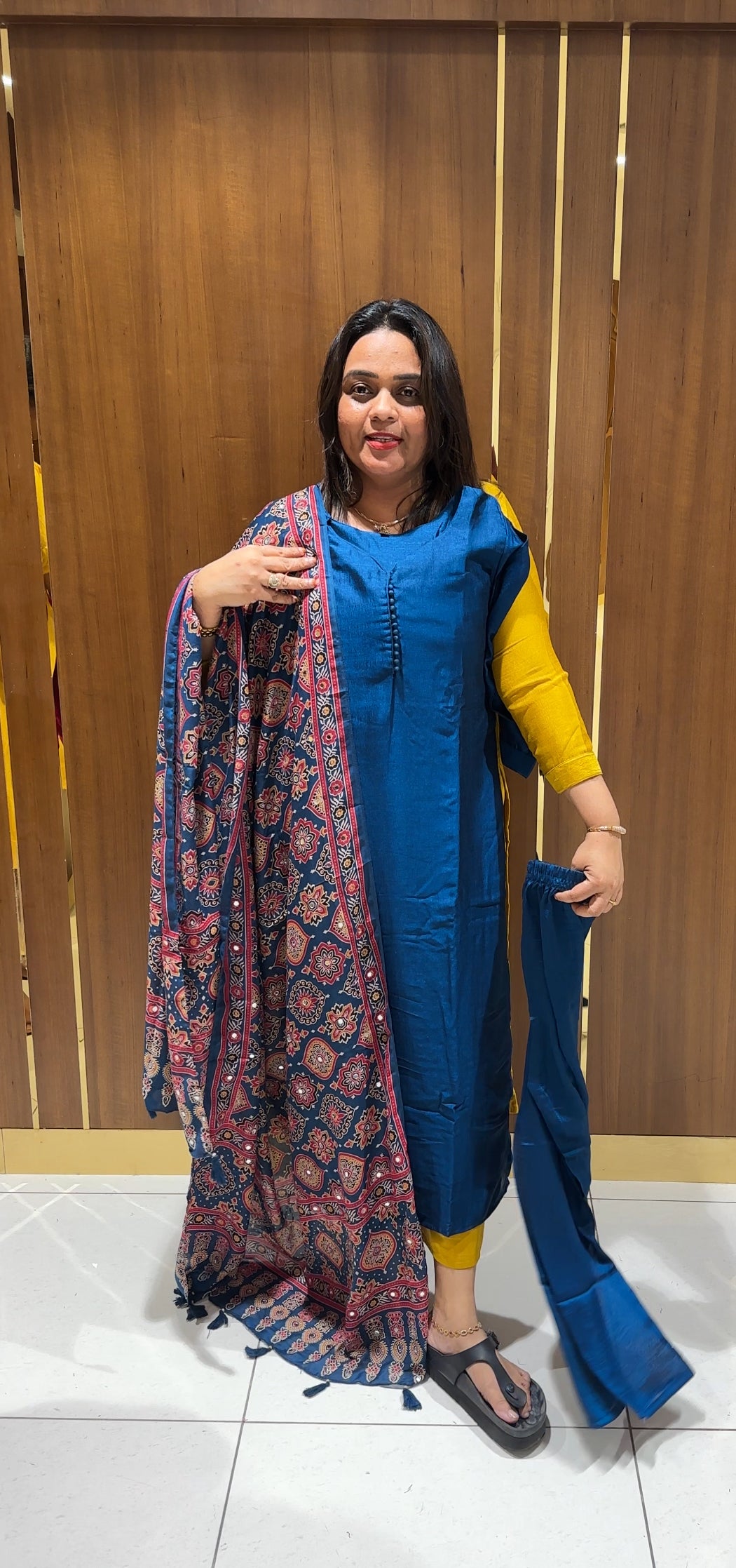 SEMI RAW SILK TOP,BOTTOM AND DUPATTA - IHA 22975