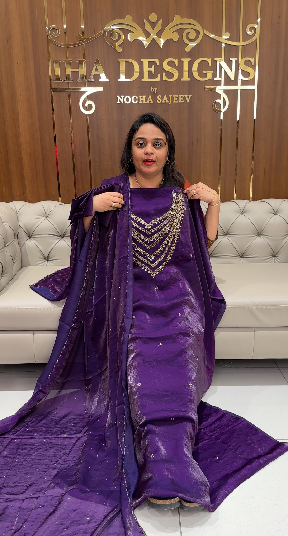 HAND WORKED ORGANZA UNSTITCHED SALWAR SUITS - IHA 24107