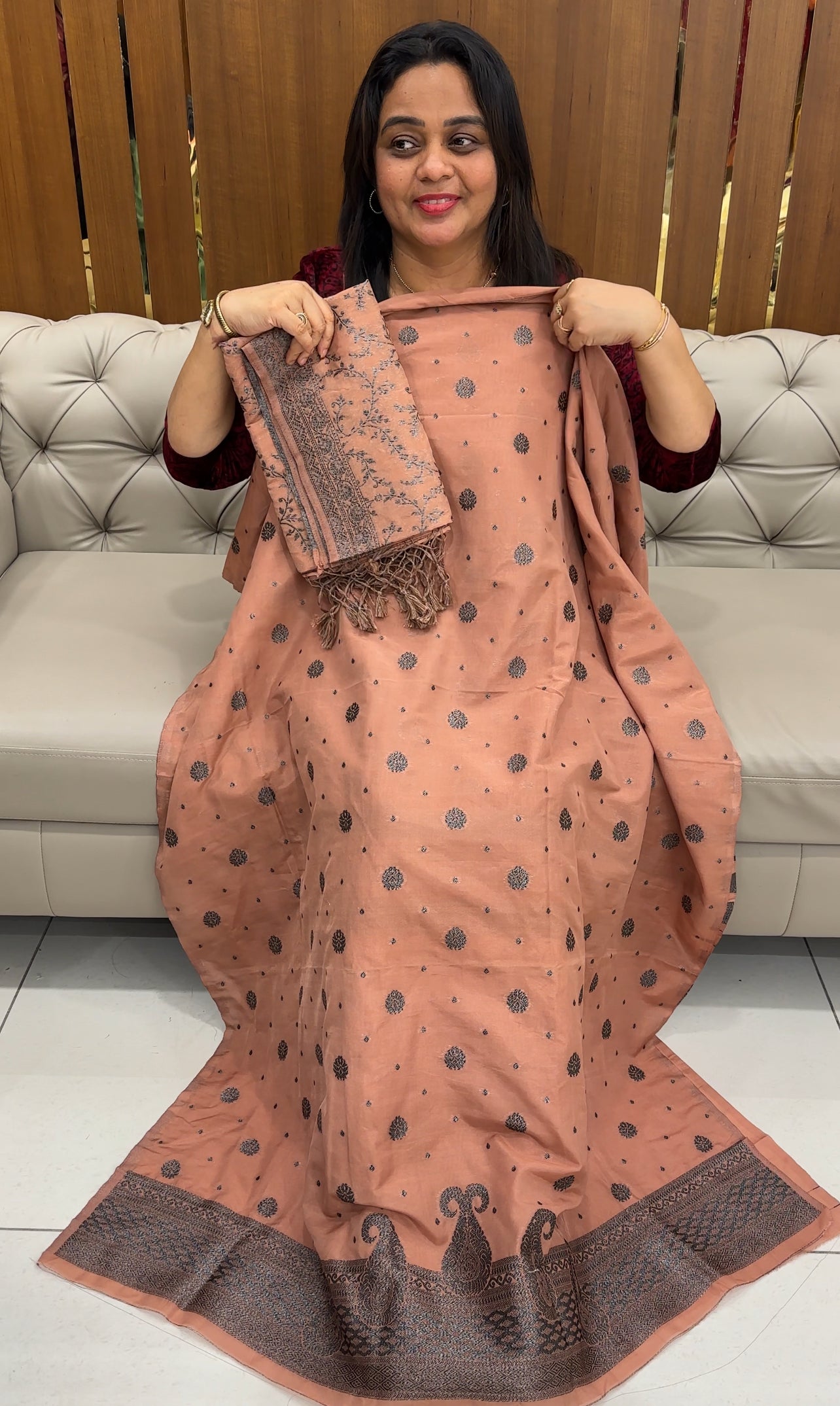 SEMI BANARASI UNSTITCHED SALWAR SUITS - IHA 26393