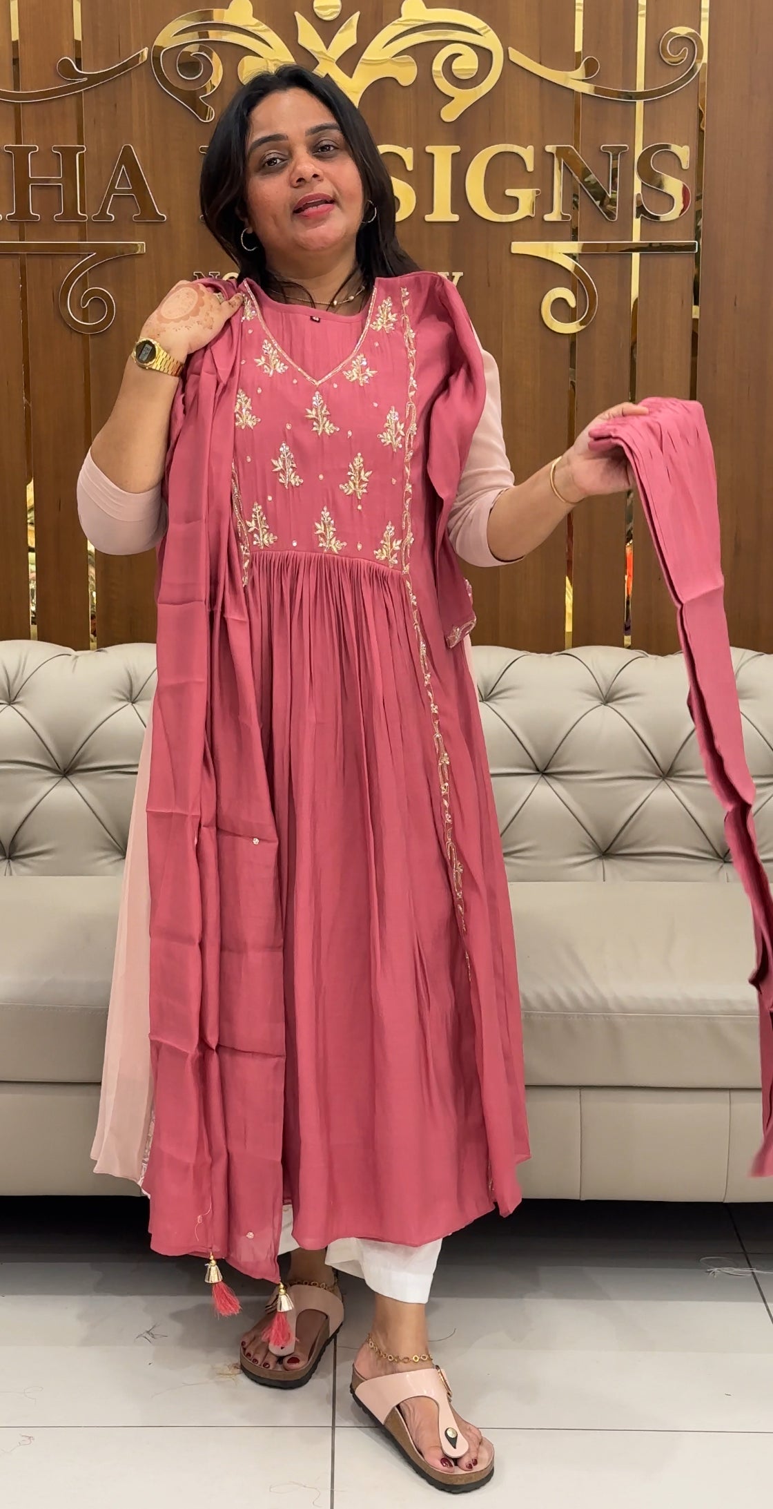 MALAI CHANDERI TOP, BOTTOM AND DUPATTA - IHA 27521