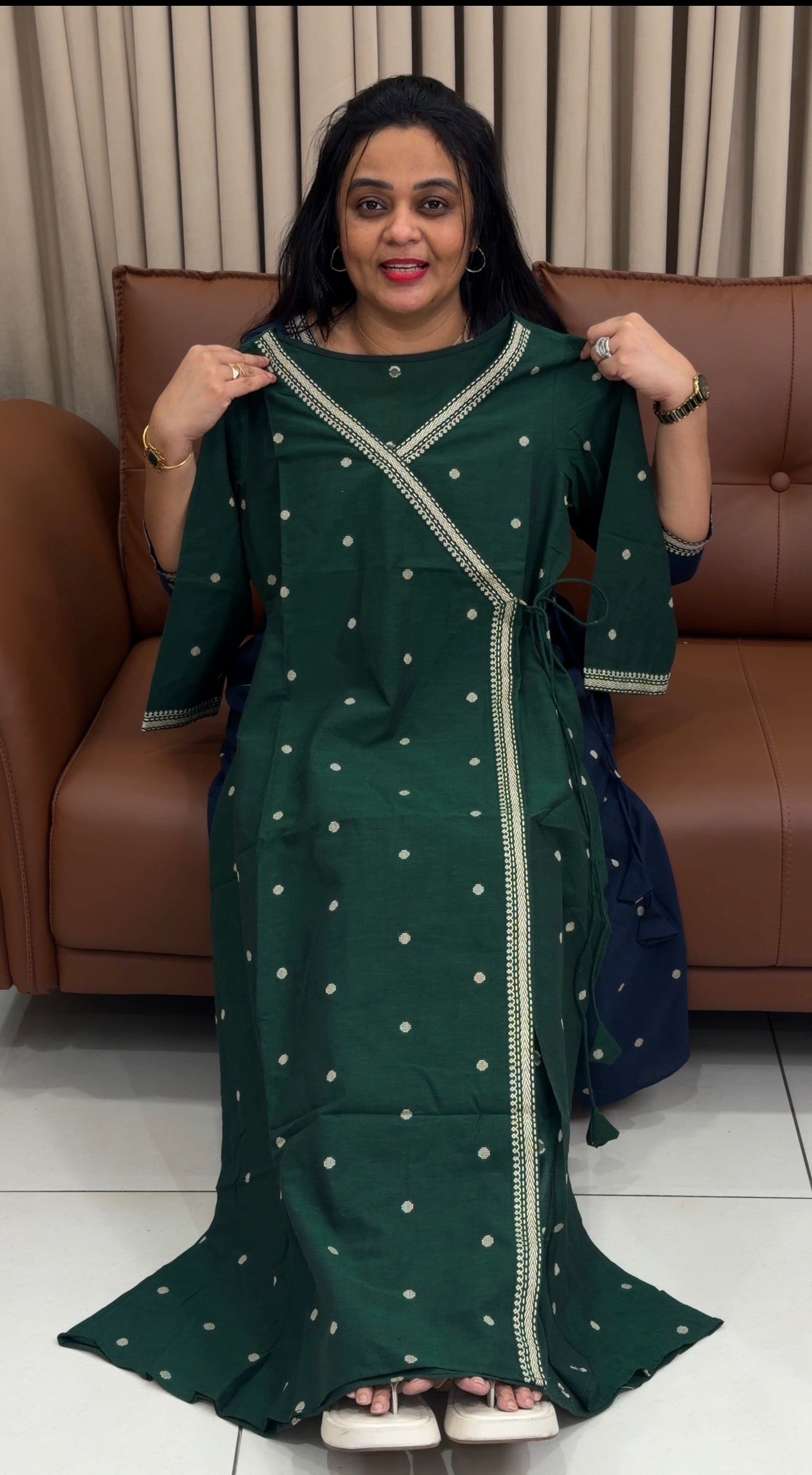 IHA'S IN-HOUSE COTTON JAMDANI ALINE TOPS - IHA 34825