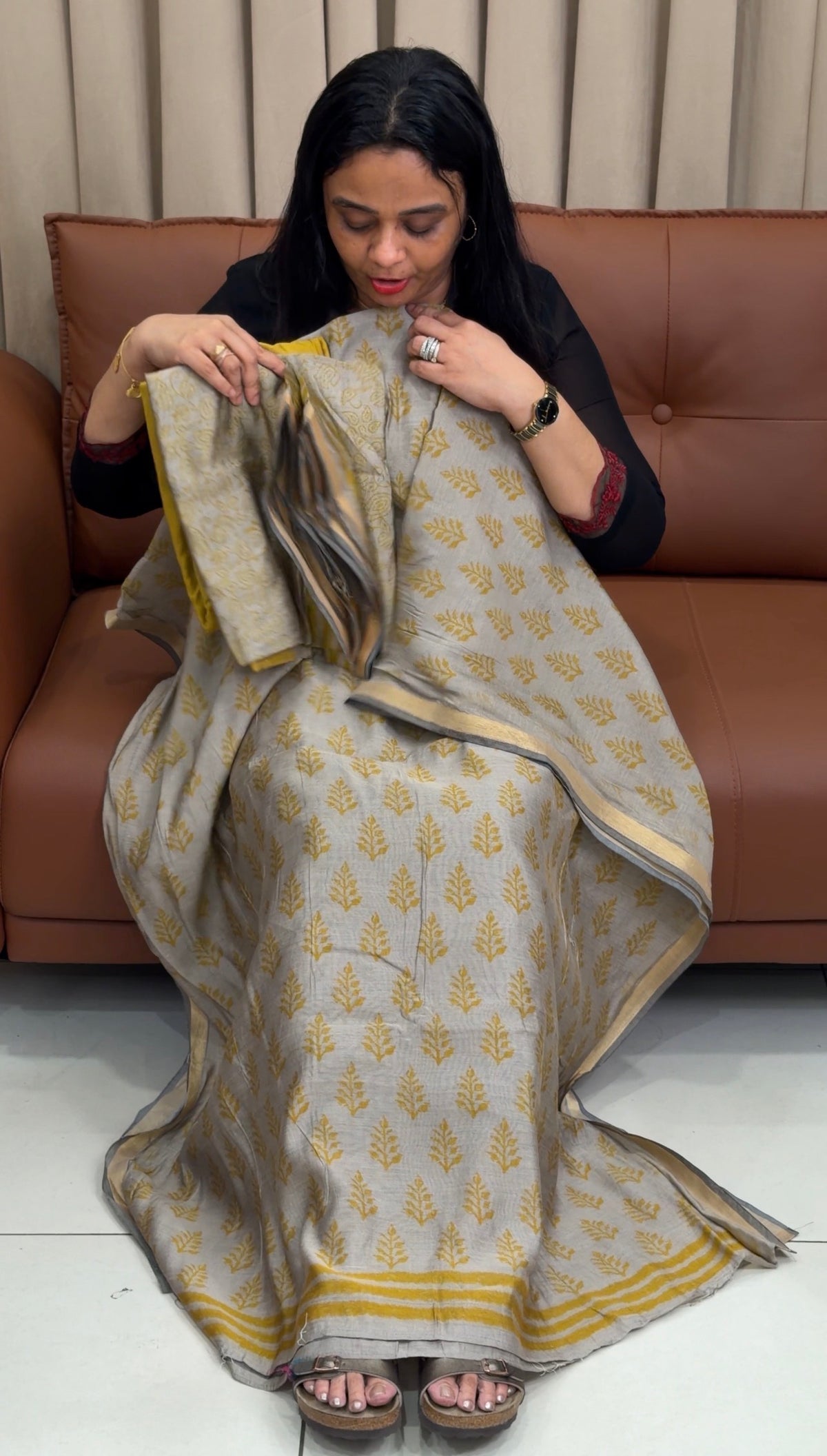 BLOCK PRINTED UNSTITCHED SALWAR SUITS - IHA 35826