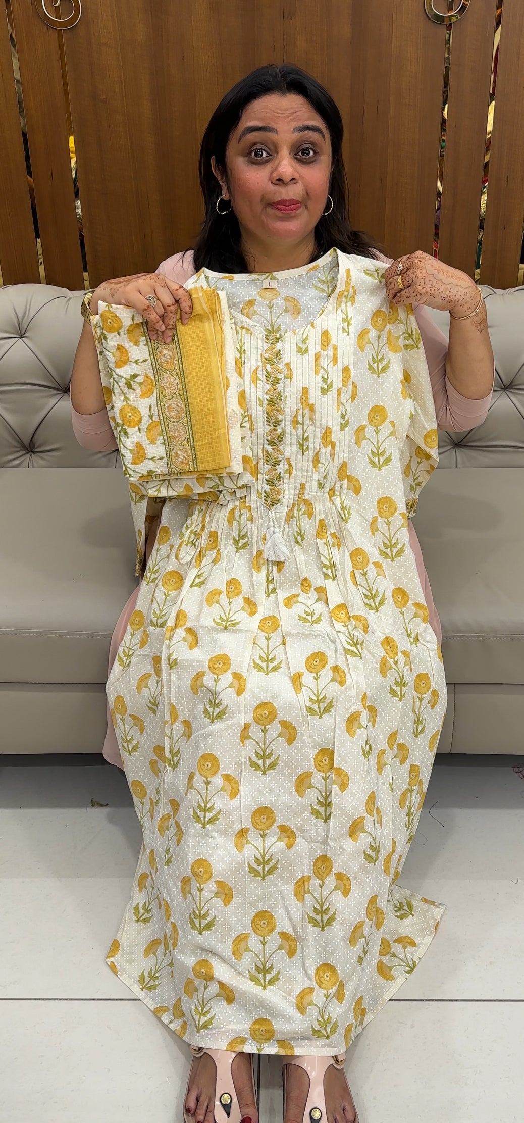PRINTED COTTON TOP,BOTTOM AND DUPATTA - IHA 27476